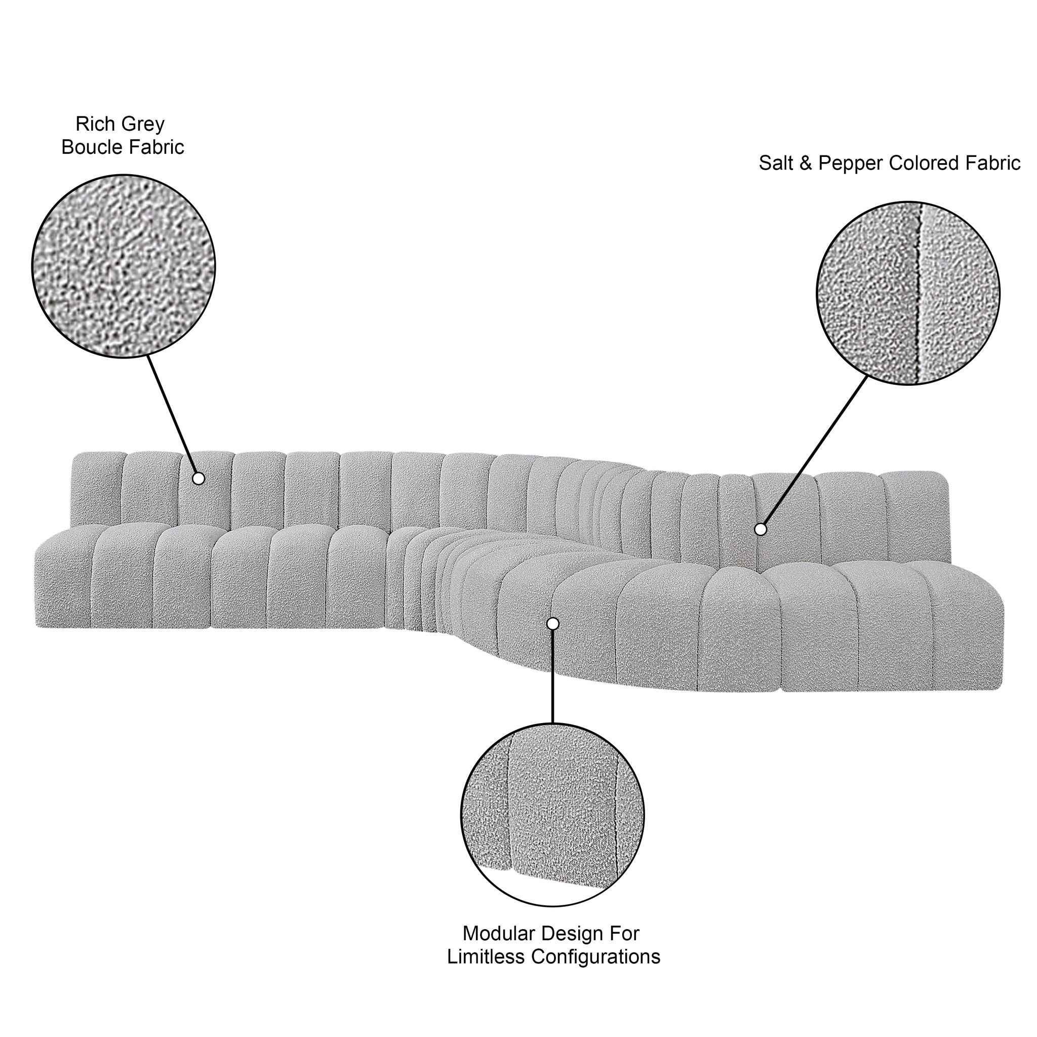 Arc - Boucle Fabric 7 Piece Modular Sofa