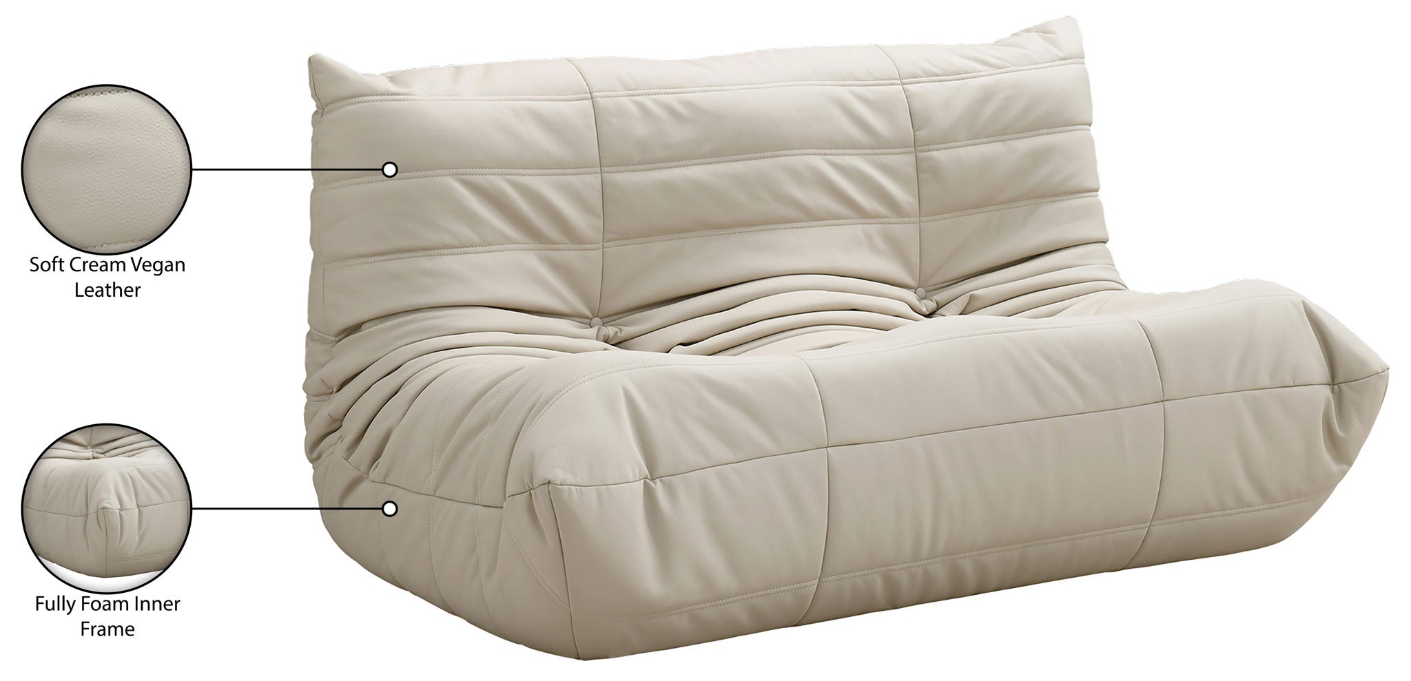 Relax - Vegan Leather 54.75" Upholstered Loveseat