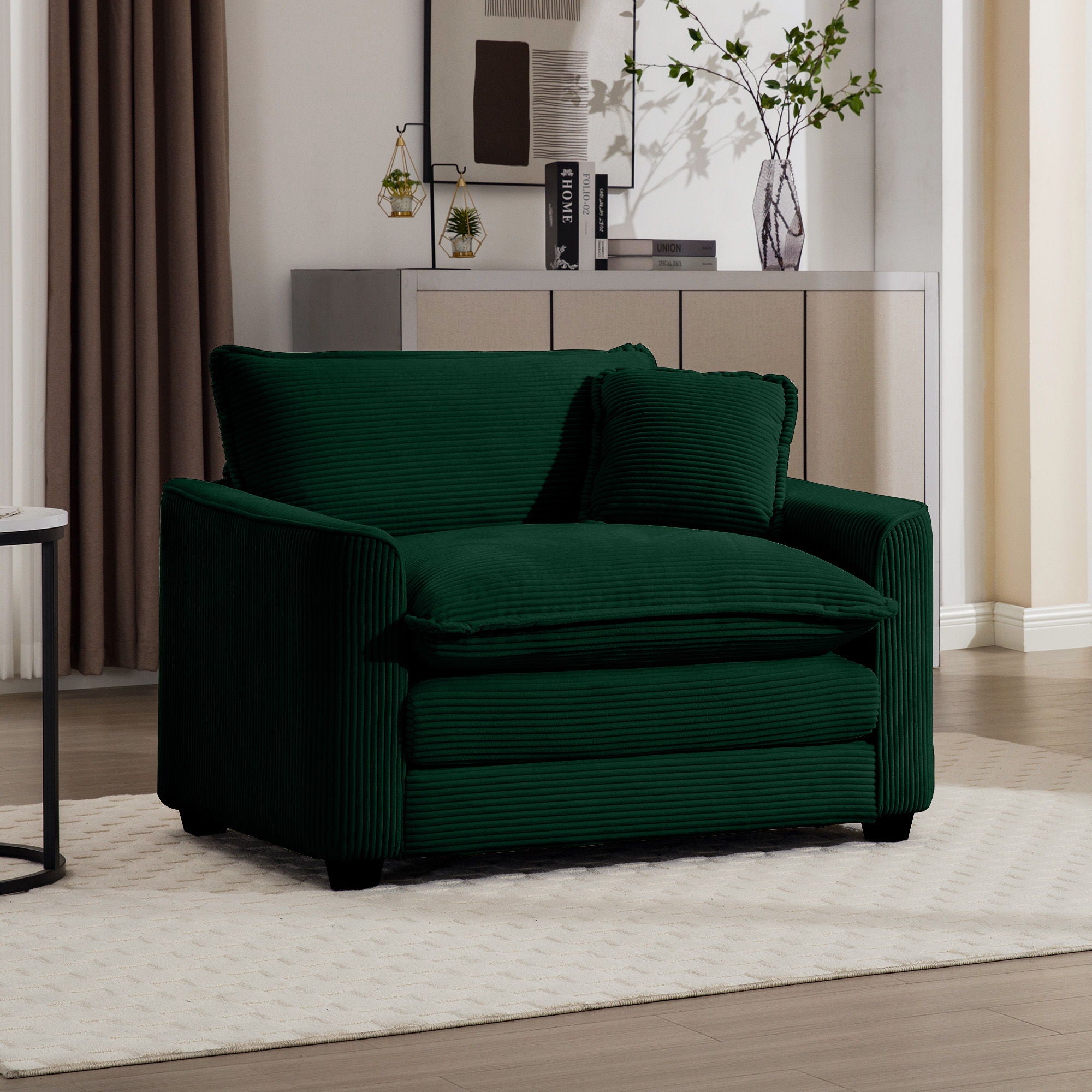 Modern Classic Fabric Single Chair Deep Seat Sofa With Pillow