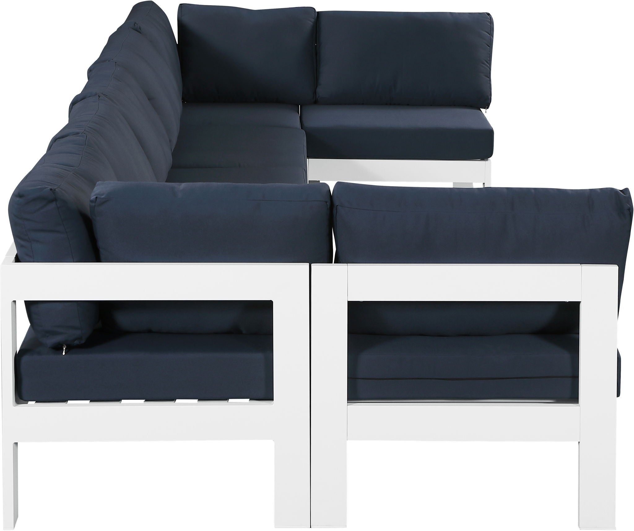 Nizuc - Outdoor Patio 7 Piece Modular Sectional With White Frame
