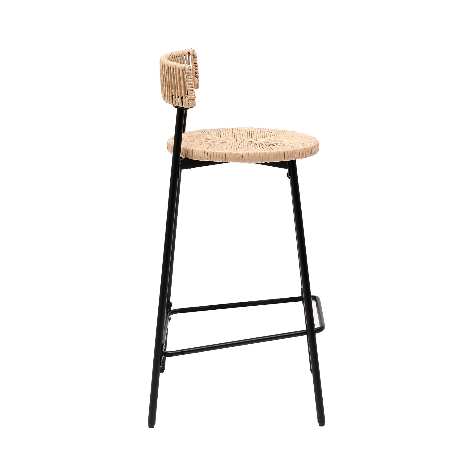 Boho Style Handwoven Paper Rope Counter Stools (Set of 2)