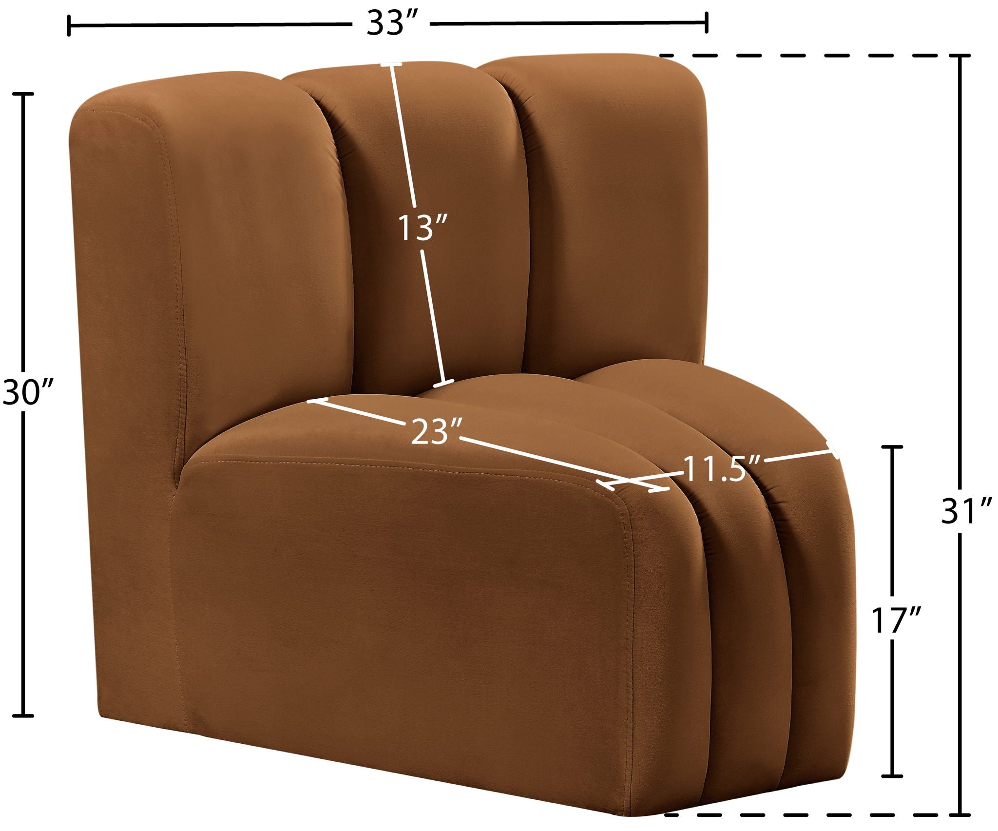 Arc - Velvet Curved Corner Chair - Saddle