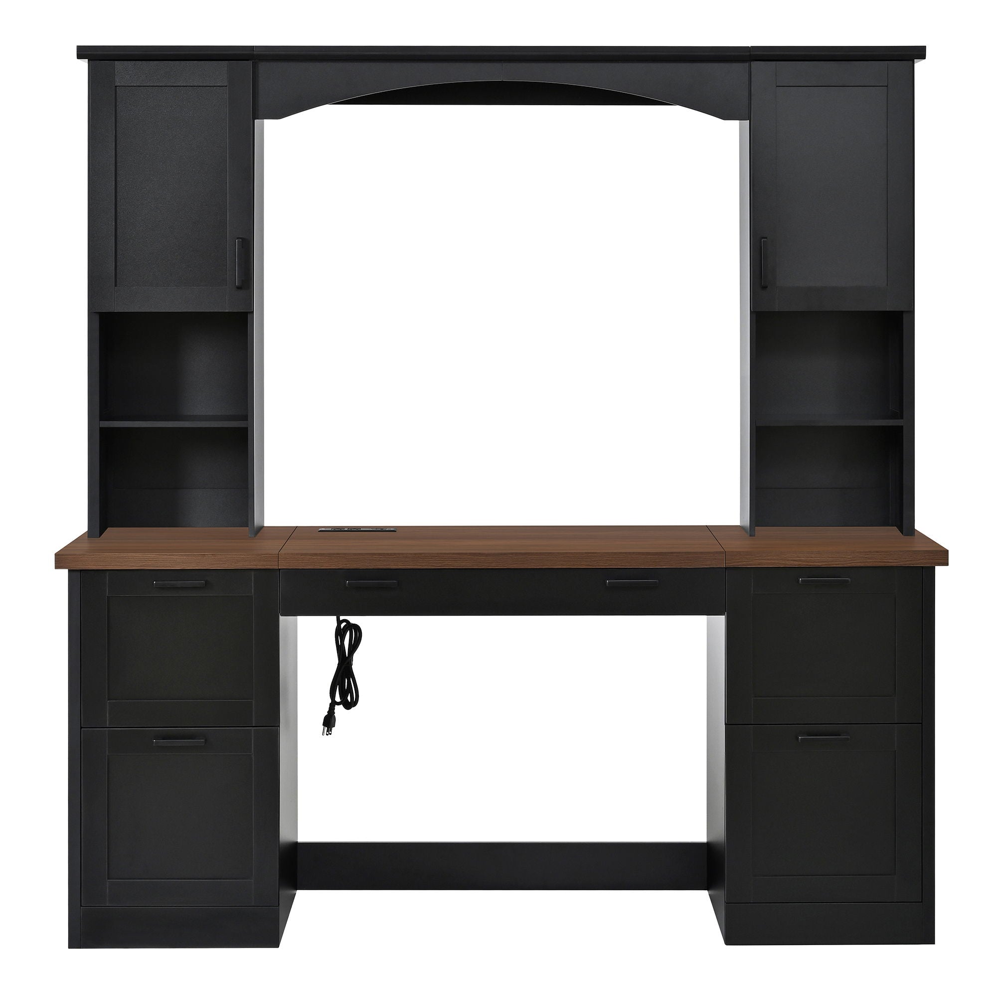 Farmhouse Computer Desk With Hutch