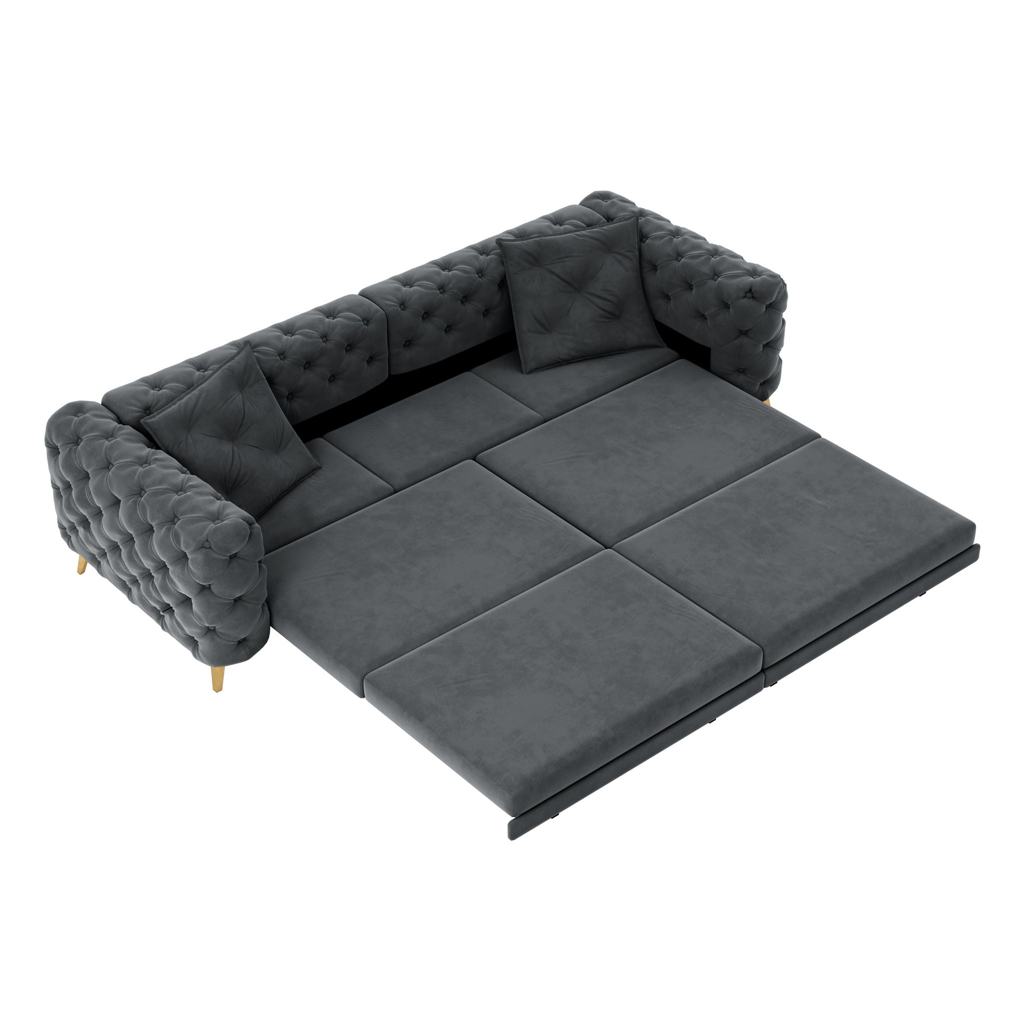 3 In 1 Convertible Sleeper, Deep Seat Pull Out Sofa Bed, Button Tufted