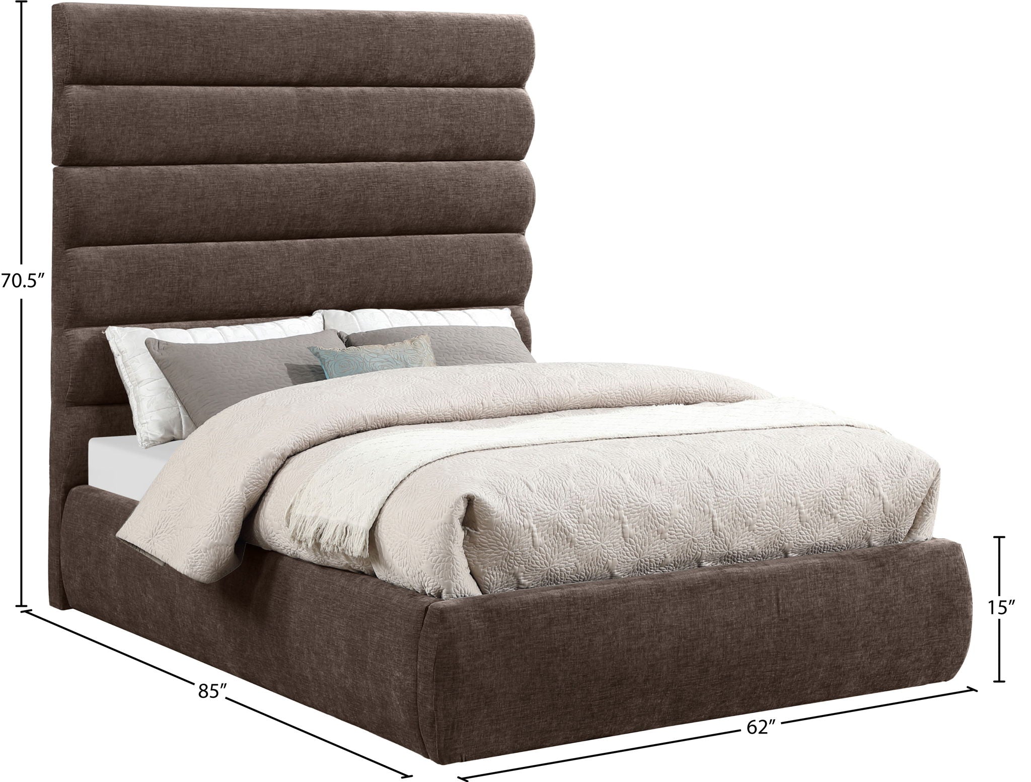Adam - Chenille Fabric Bed With 70.5" Headboard