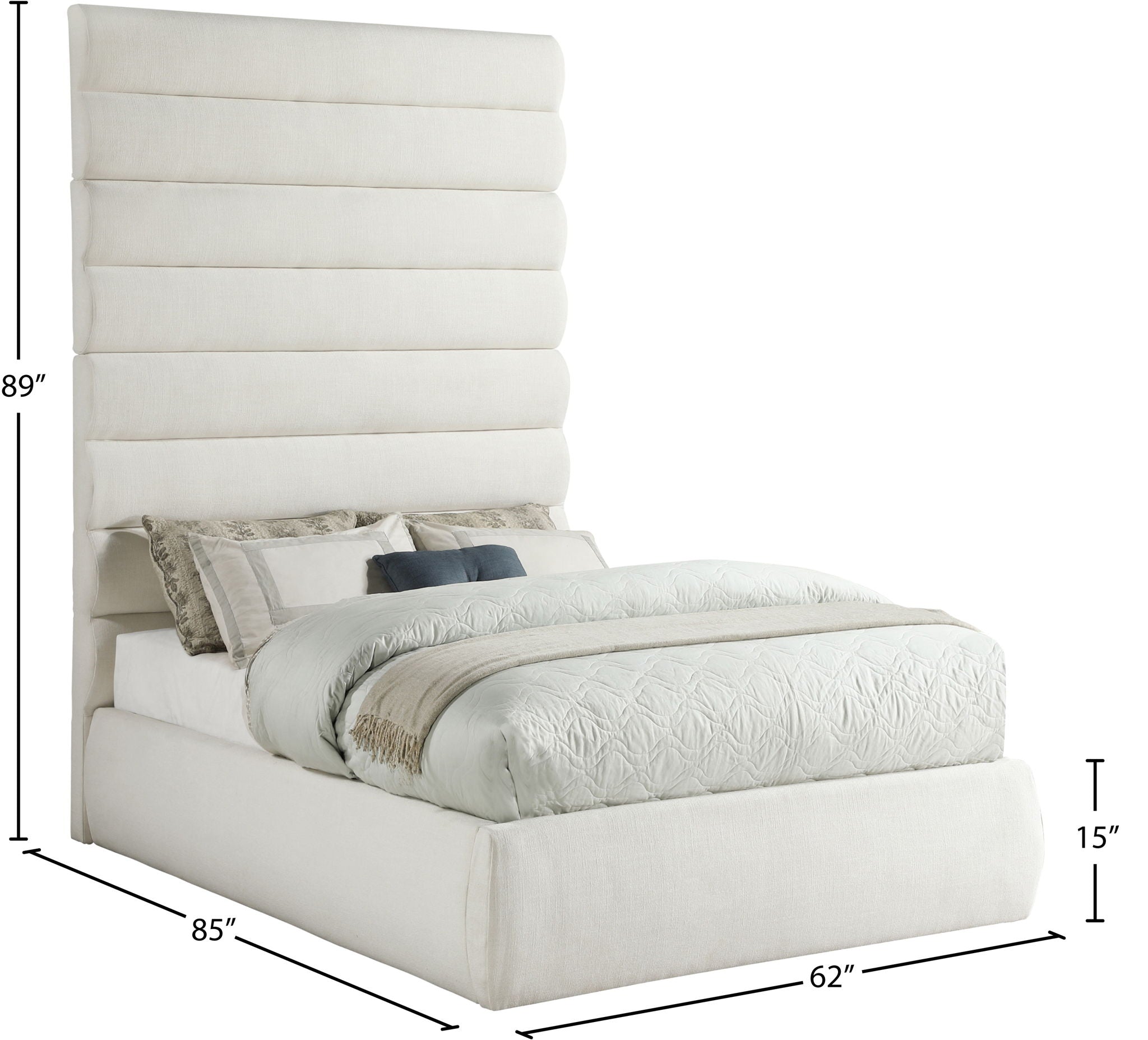 Adam - Linen Fabric Bed With 89" Headboard