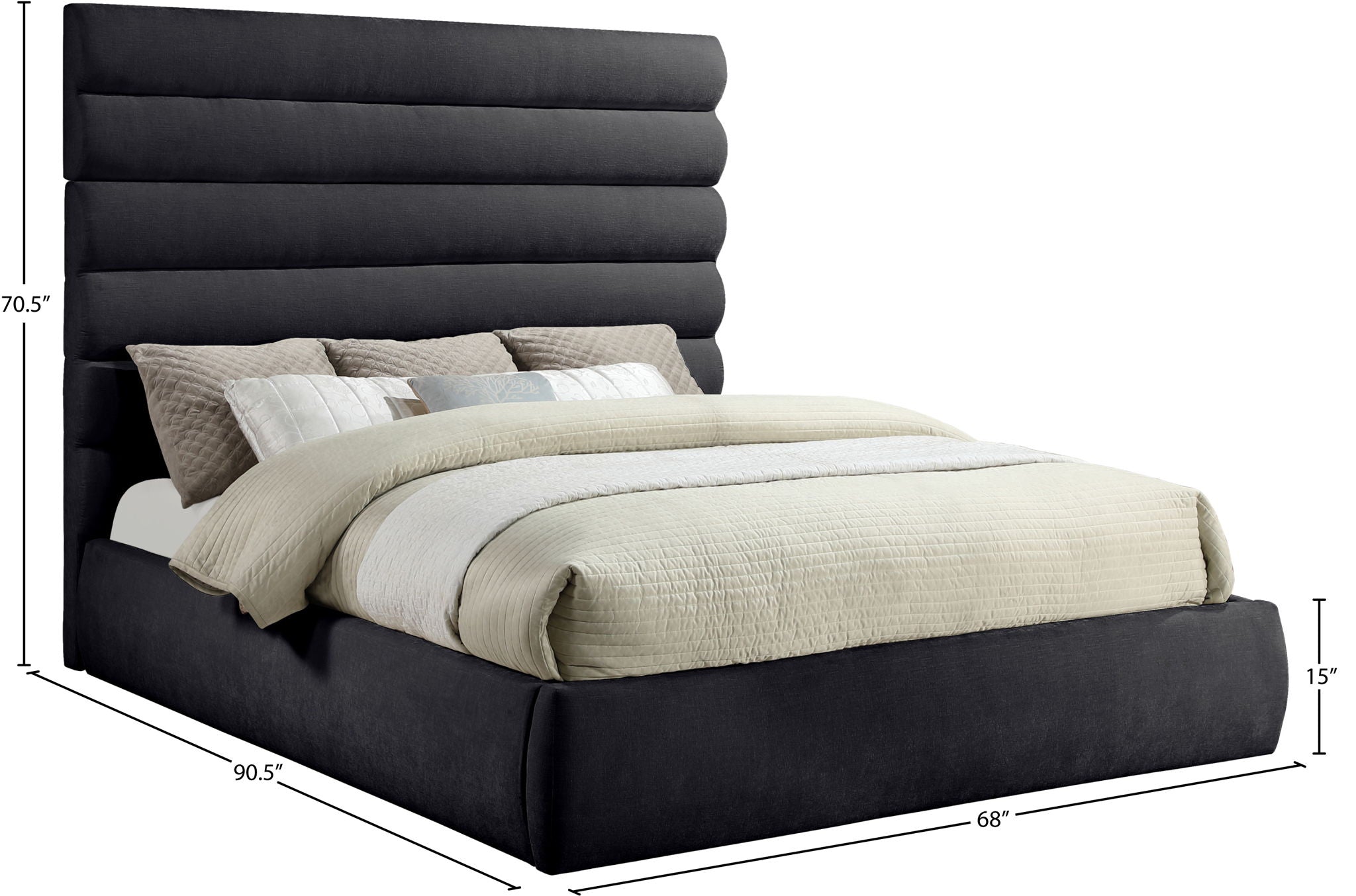 Adam - Chenille Fabric Bed With 70.5" Headboard
