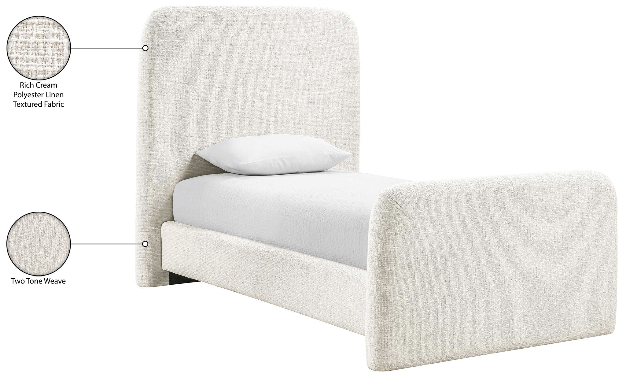 Fira - Linen Textured Fabric Upholstered Bed