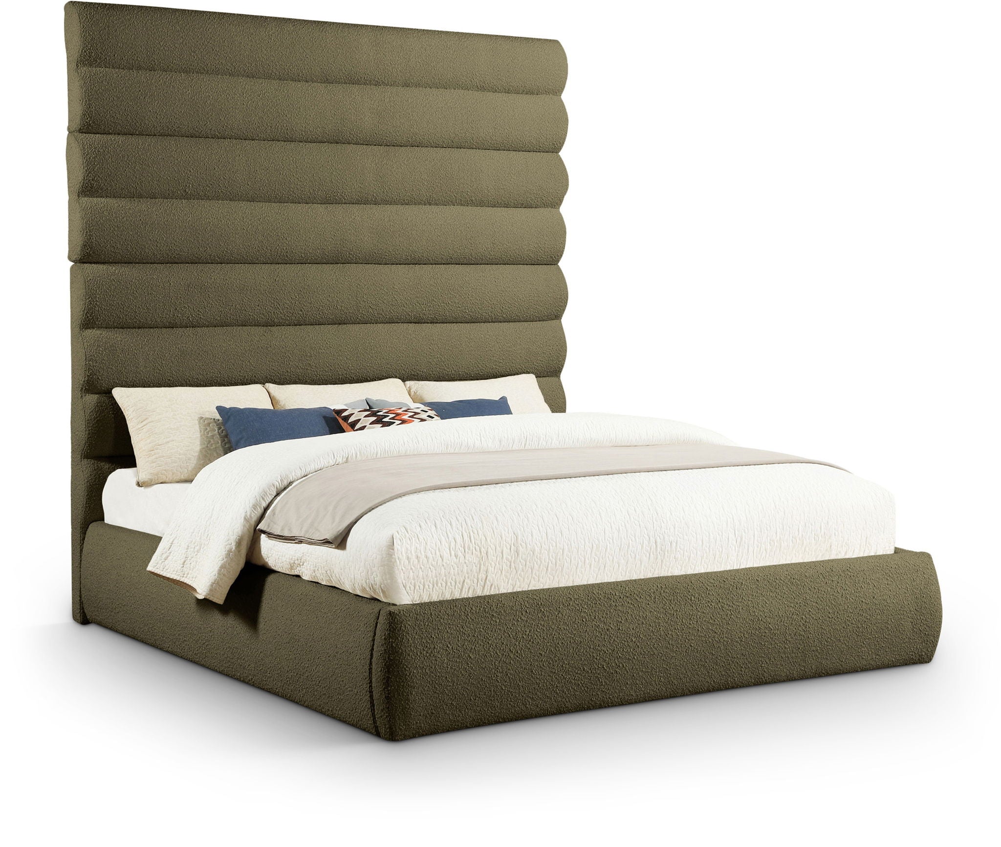 Adam - Boucle Fabric Bed With 89" Headboard