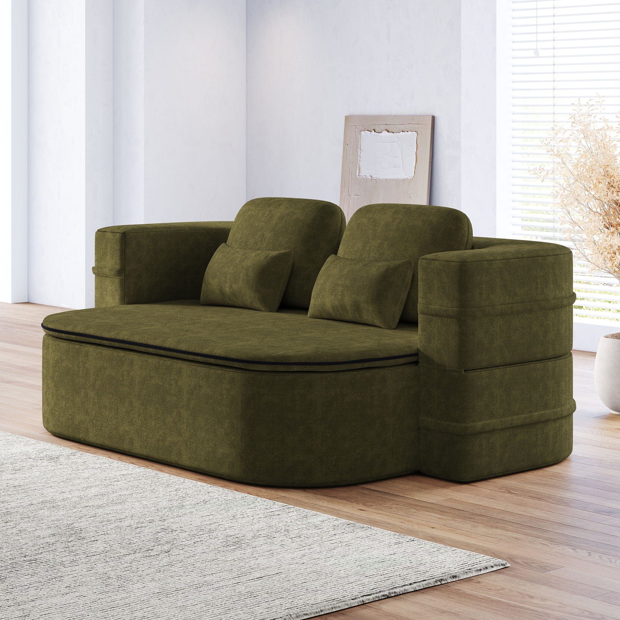 2 In 1 Foldable Sofa Bed With Multi Functional Blanket, Floor Lounge Sofa
