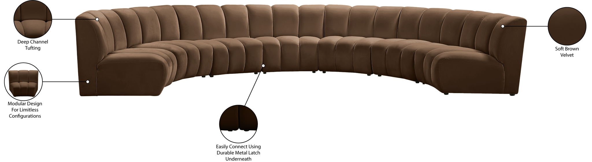 Infinity - 7 Piece Modular Sectional - Brown