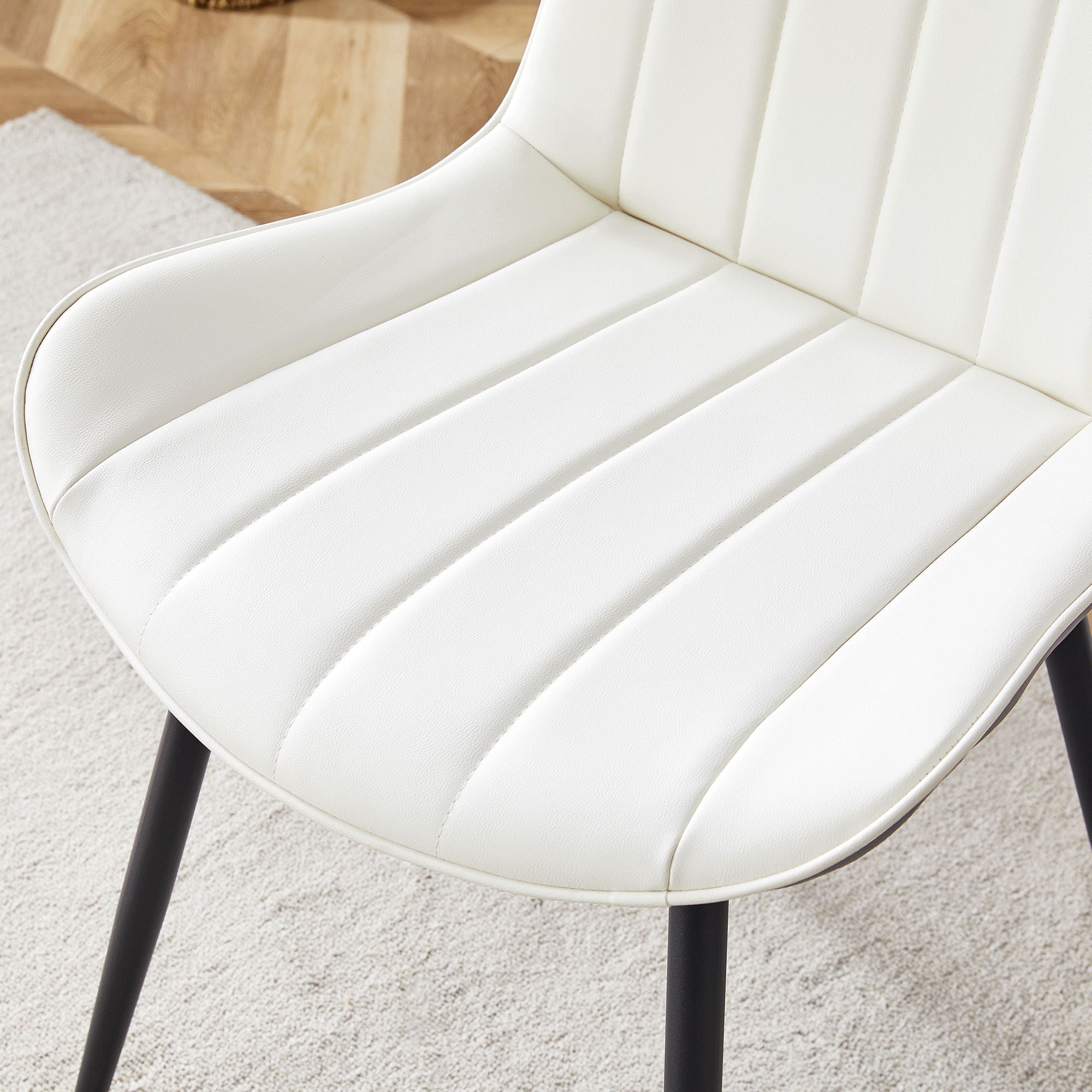 Modern Minimalist Dining Chair Set, Extended Seat Cushion