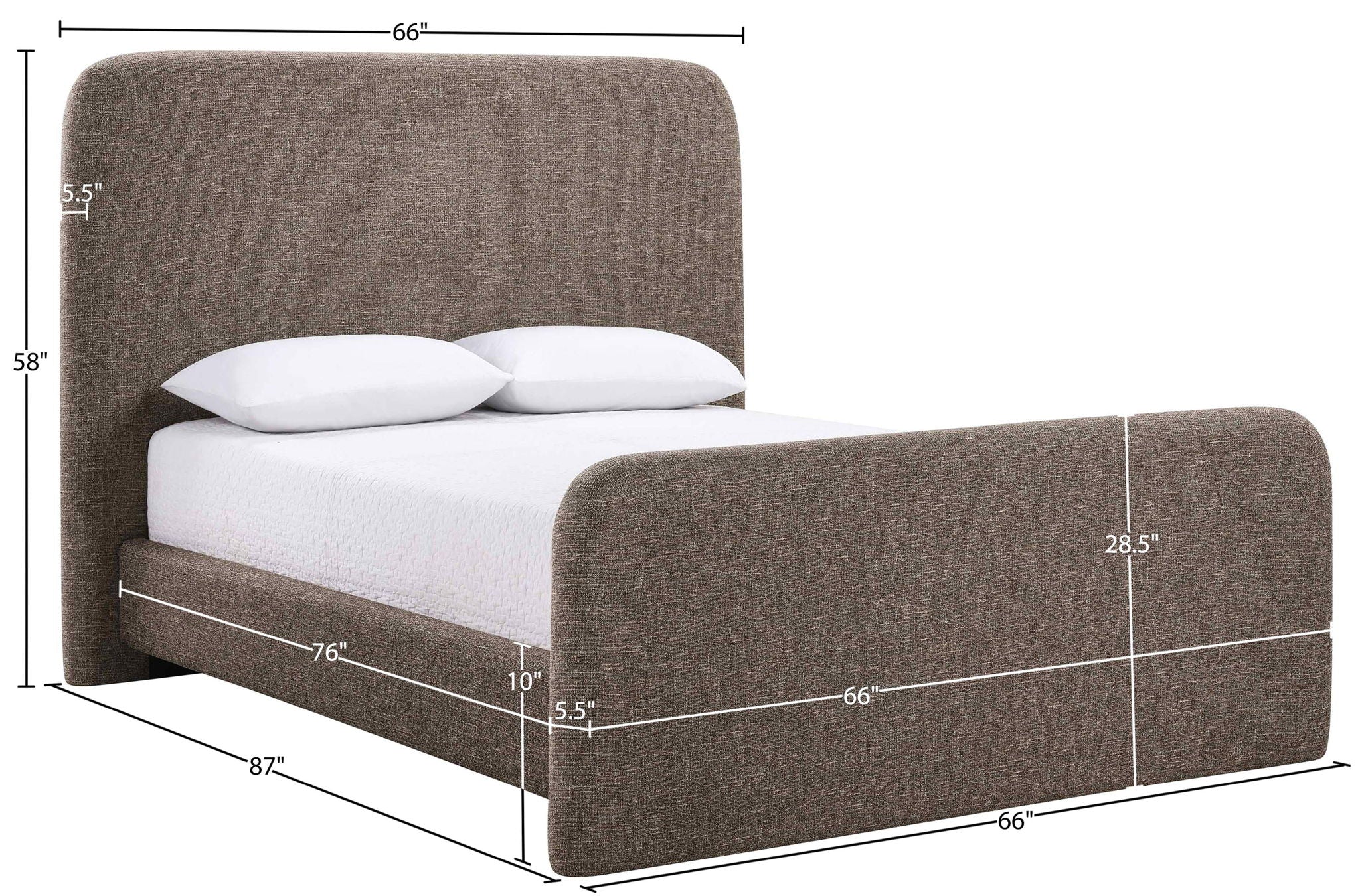 Fira - Linen Textured Fabric Upholstered Bed