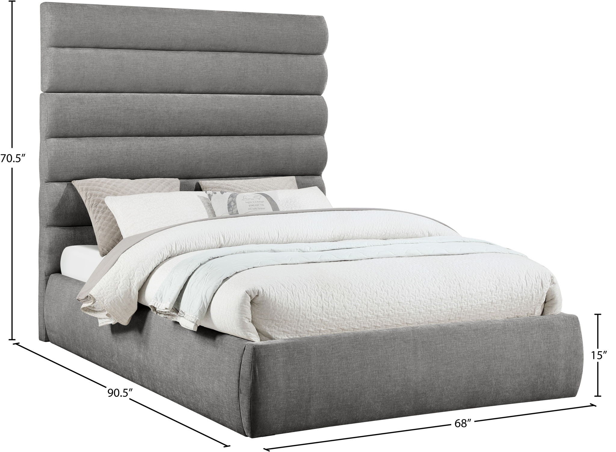 Adam - Chenille Fabric Bed With 70.5" Headboard