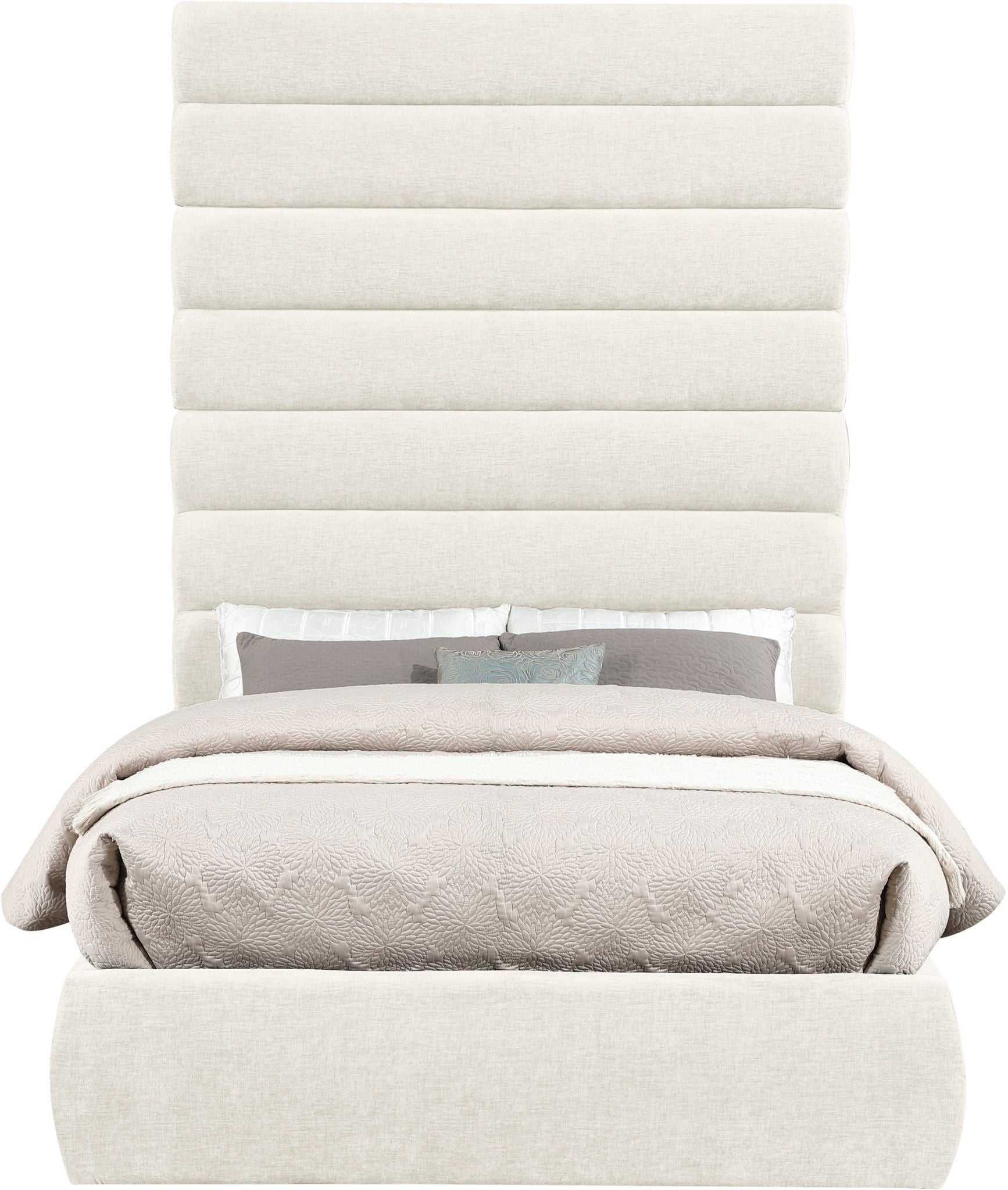 Adam - Chenille Fabric Bed With 89" Headboard