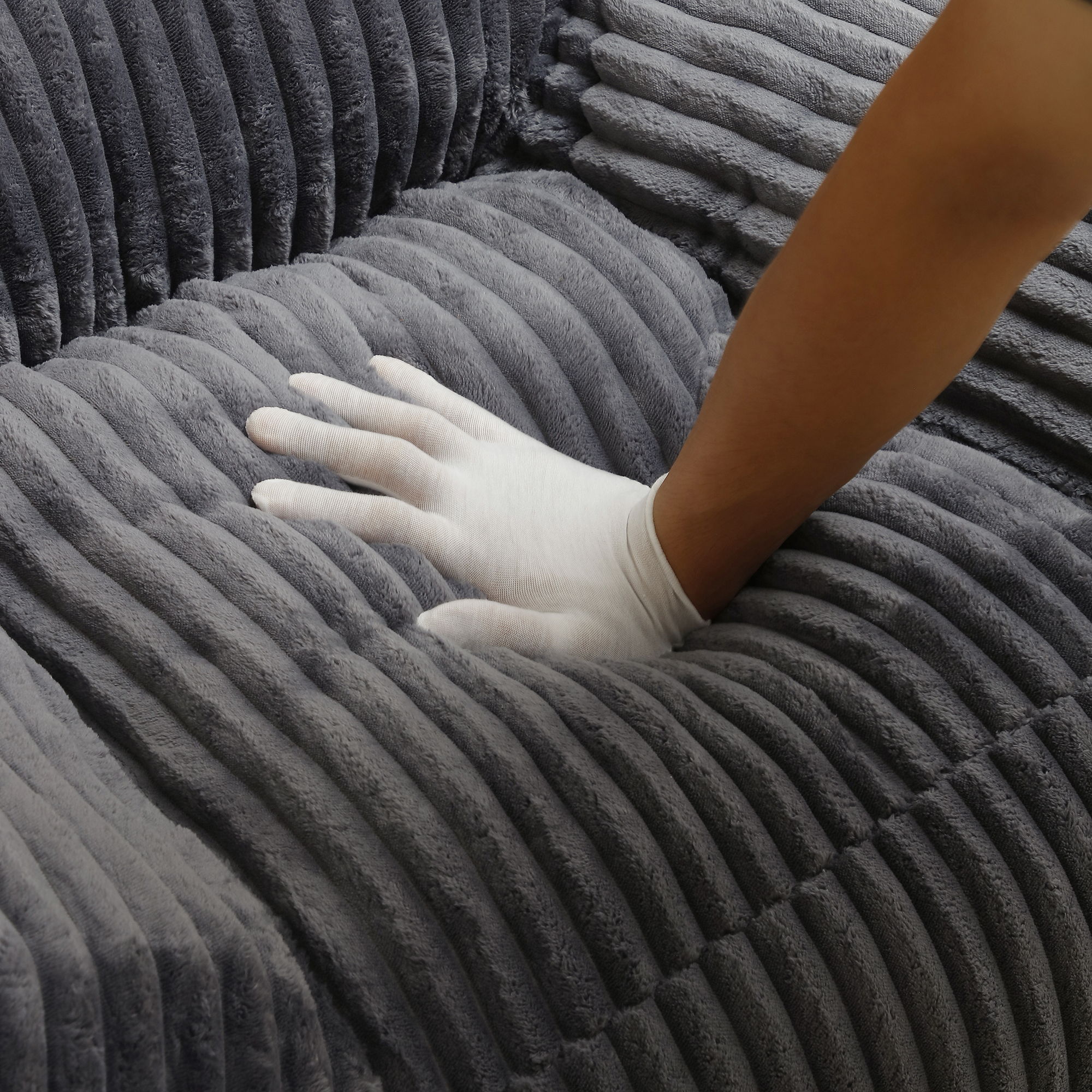 Giant Bean Bag Chair With Armrests And Footstool