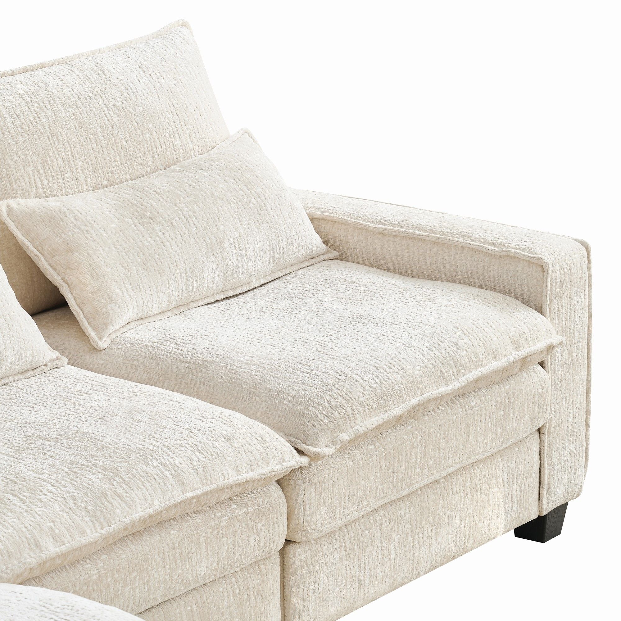 Modern Comfy L Shaped Sectional Sofa With Movable Ottoman