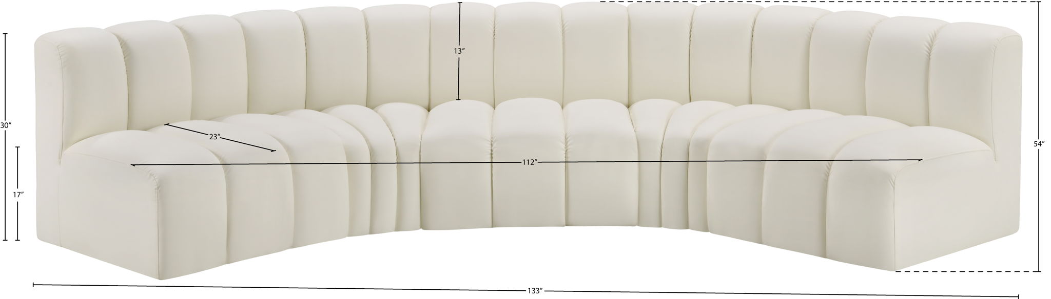 Arc - Faux Leather 5 Piece U-Shaped Modular Sofa