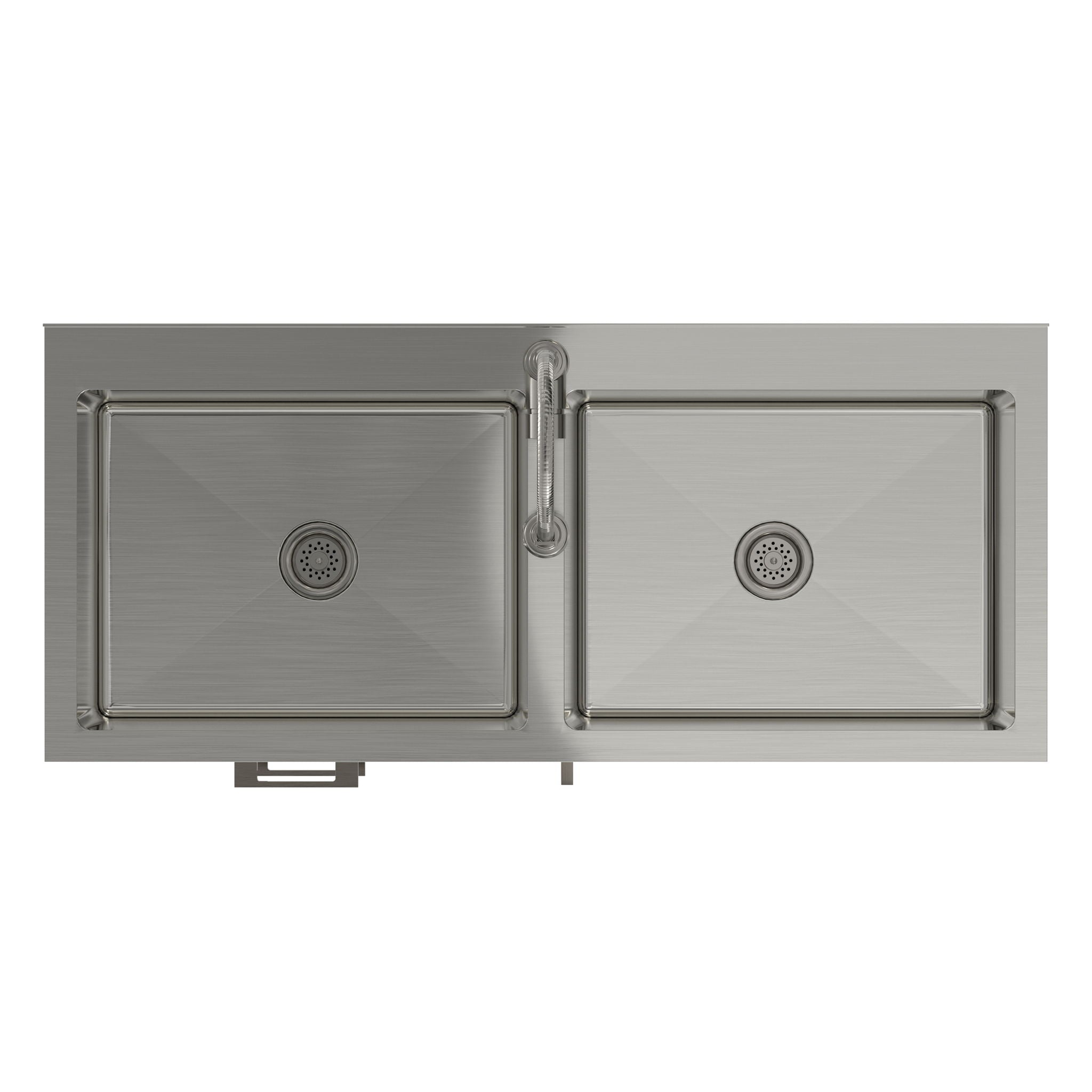 Hennessy - Laundry Utility Sink And Cabinet With Dual Sink And Pull Out Faucet - White