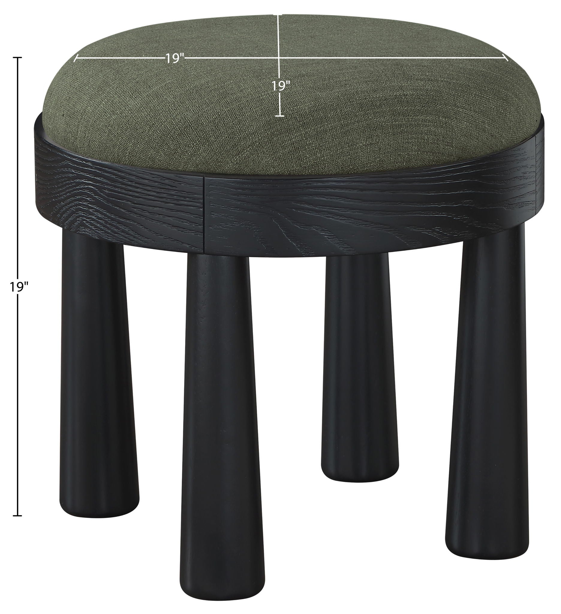 Larea - Linen Textured Fabric Ottoman - Black Base