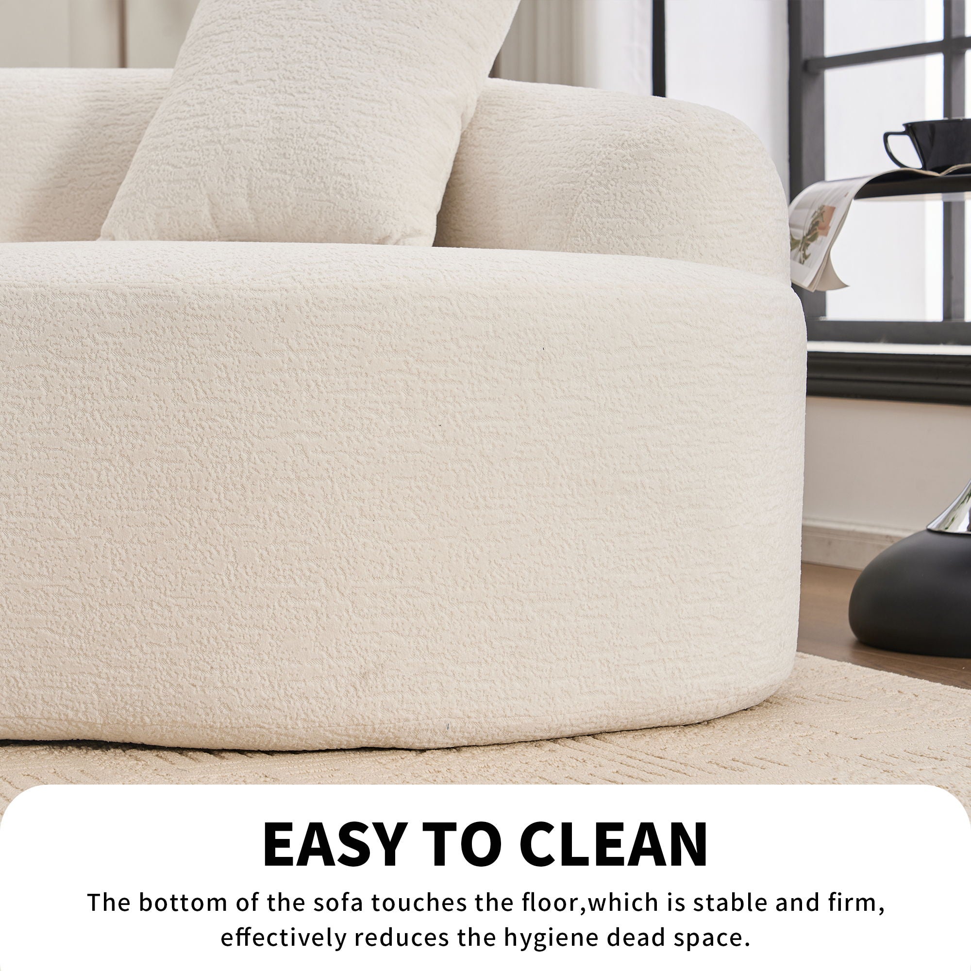 4 Seater Sofa With Fabric, 30D, 60 Hardness Full Sponge, 4 Pillow For Living Room, Home Furniture Sleeper Sectional Sofa For Apartment