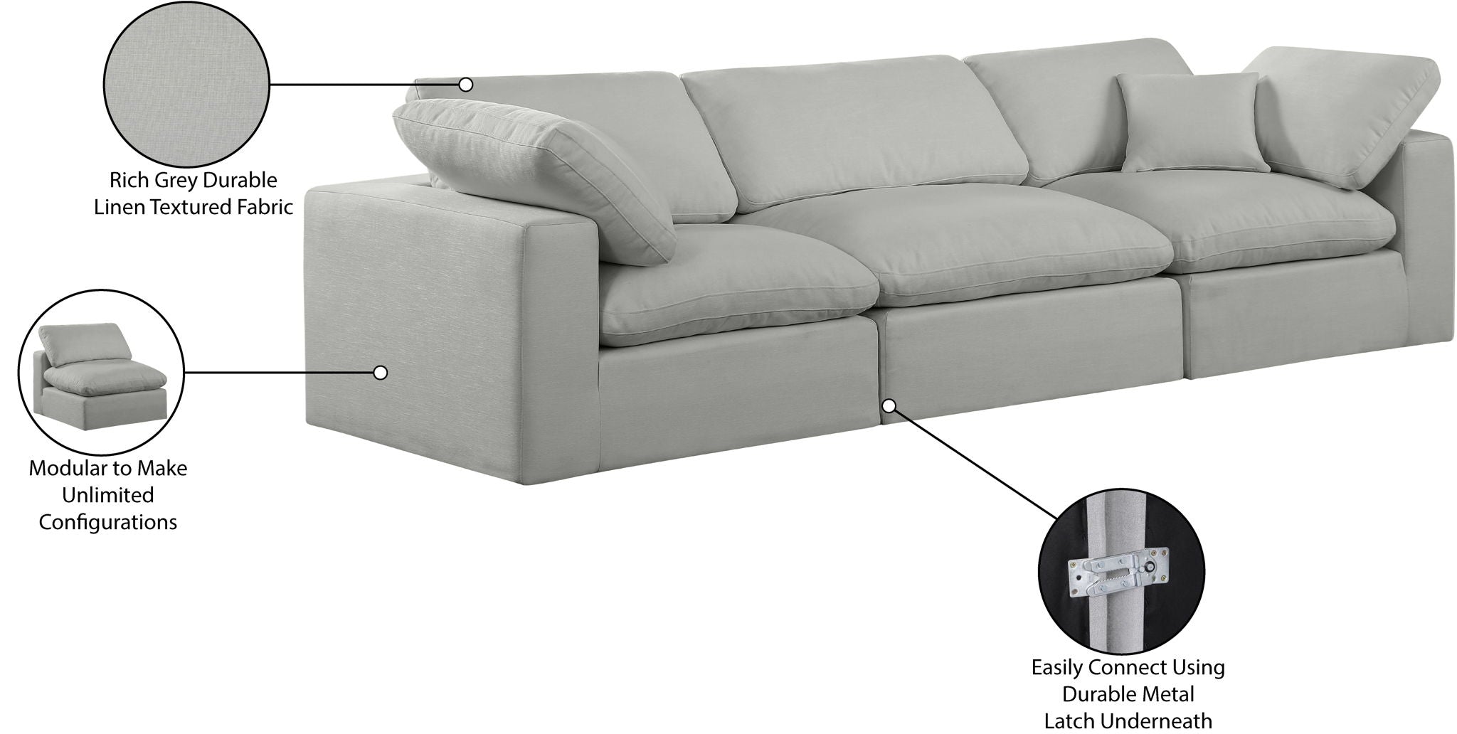 Comfy - Linen Modular Sofa 3 Seats