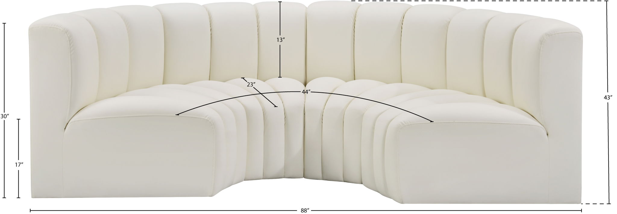 Arc - Faux Leather 4 Piece U-Shaped Modular Sofa