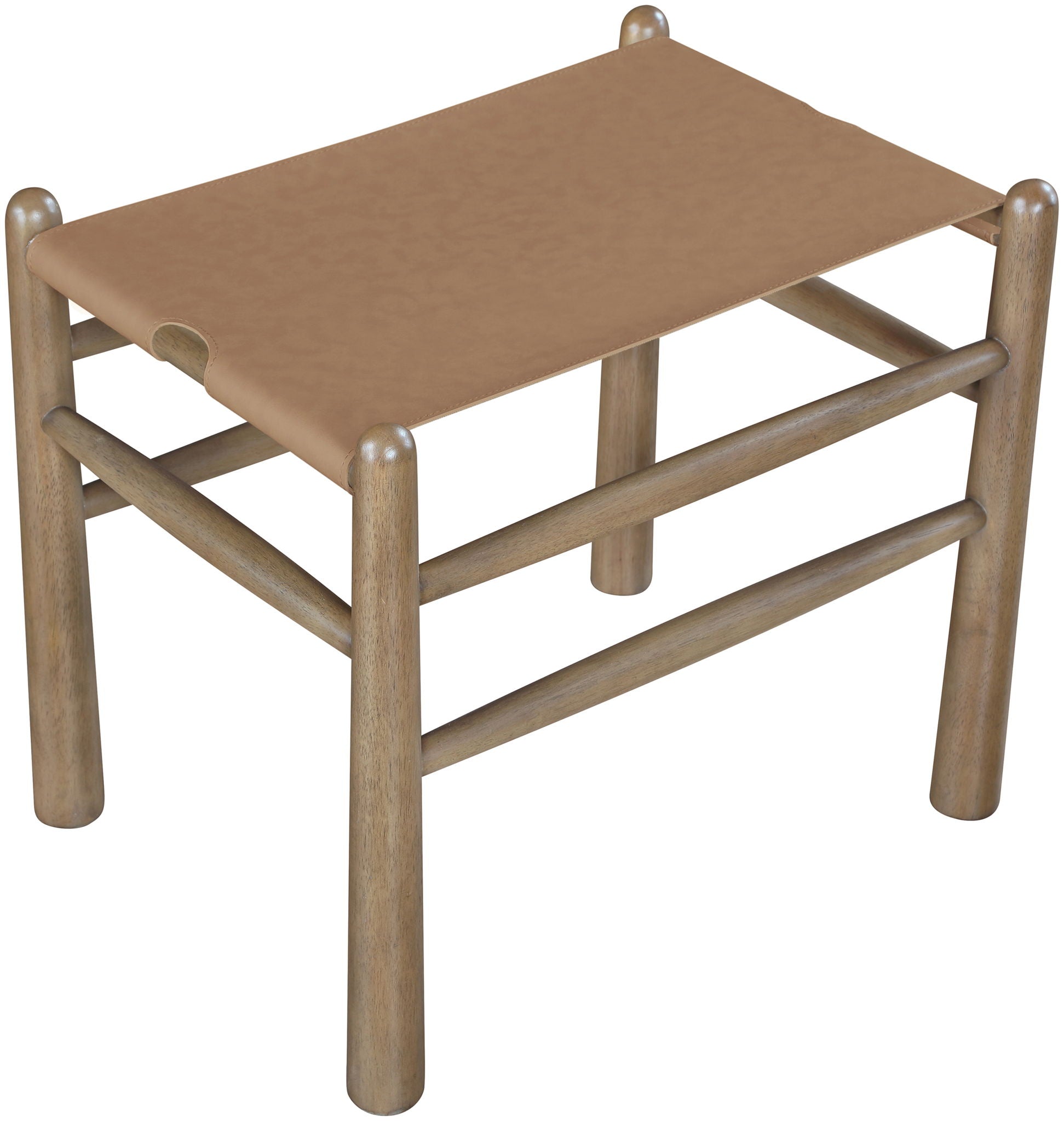 Santos - Faux Leather Upholstered Bench - Walnut Frame