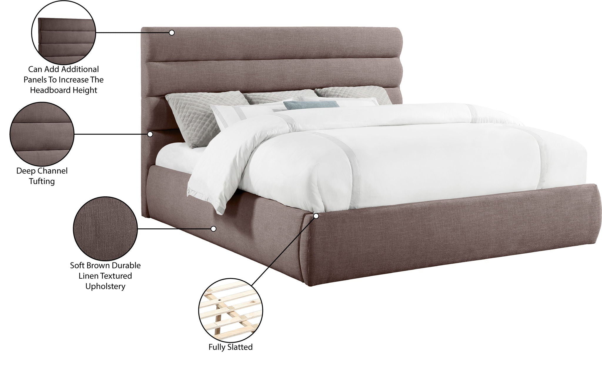 Adam - Linen Fabric Bed With 52" Headboard