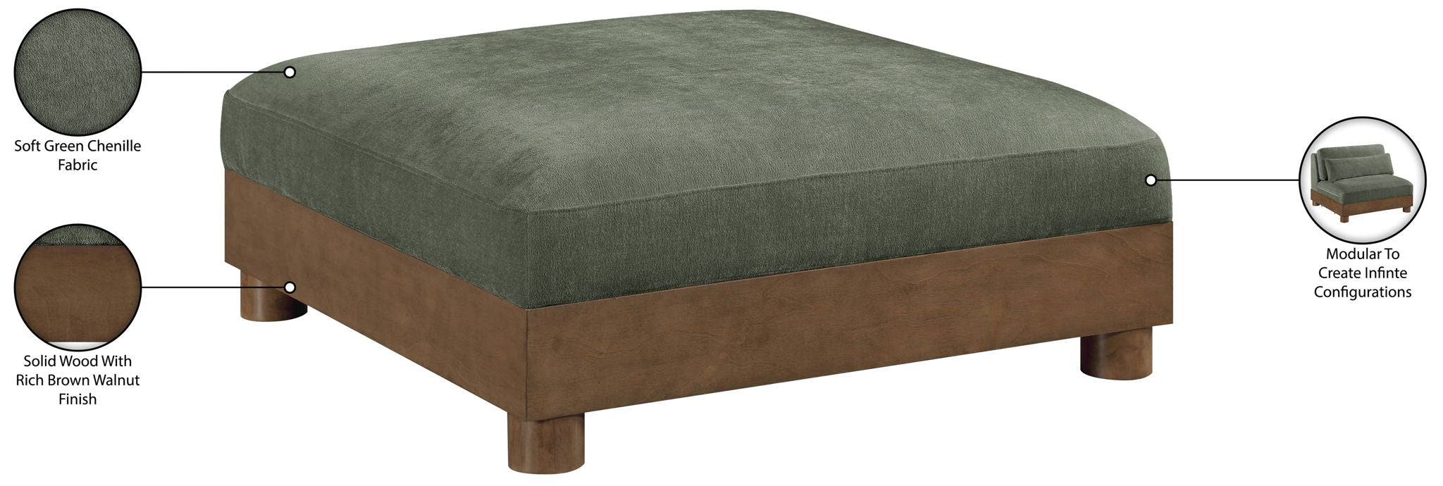 Turin - Fabric Upholstered Modular Ottoman