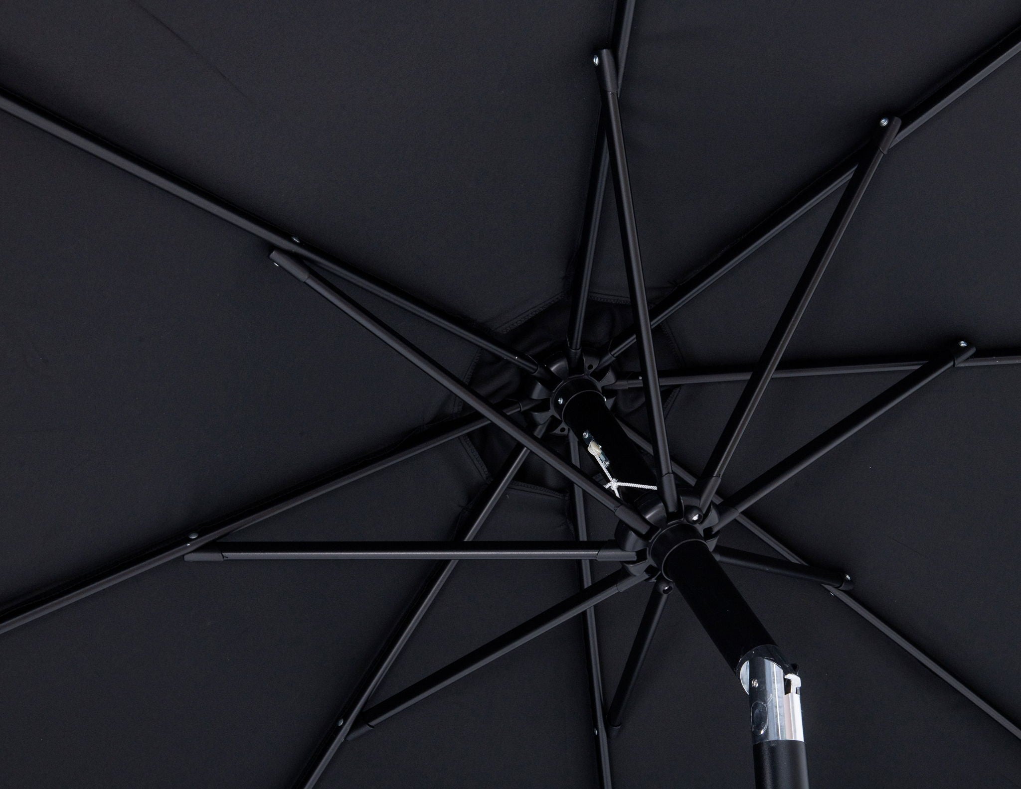 Fiji - Aluminum Patio Umbrella With Round Teak And Black Base