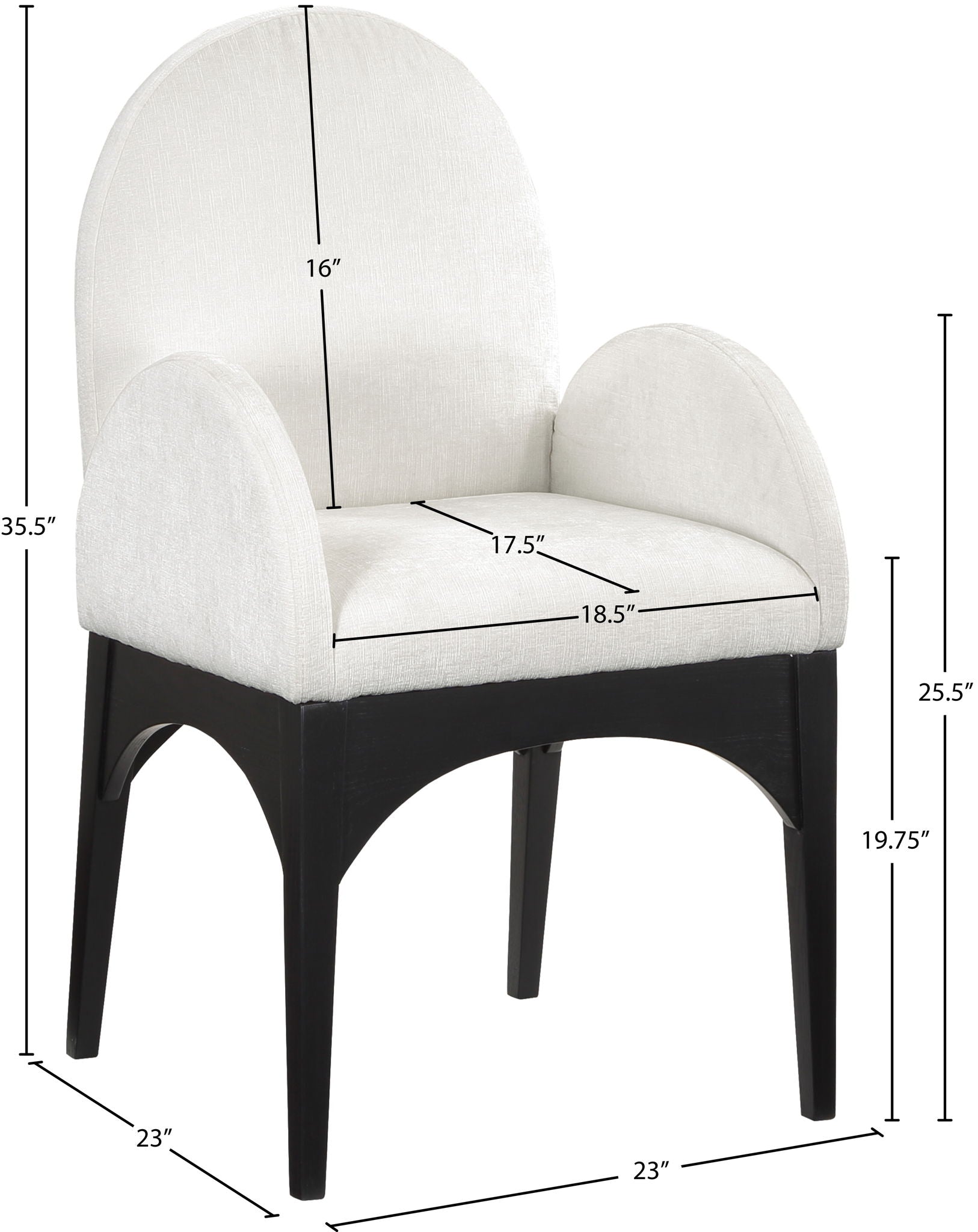 Waldorf - Chenille Dining Arm Chair With Black Legs