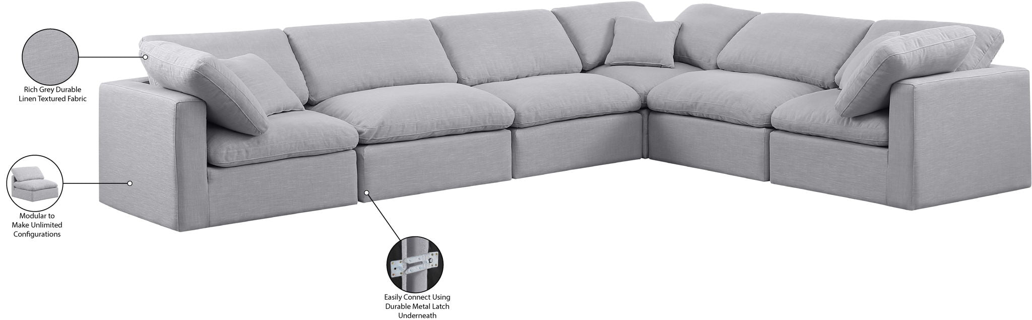 Indulge - Linen 6 Piece Modular Corner Sectional
