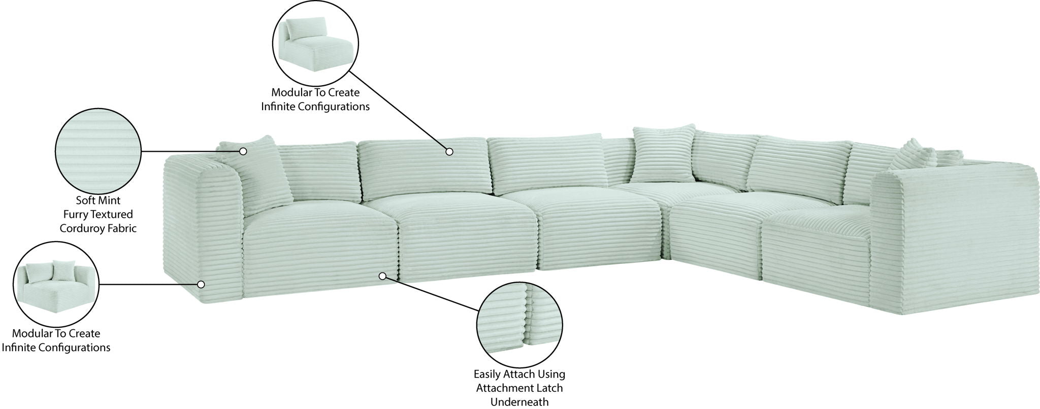 Shaggy - 6 Piece Modular Corner Sectional