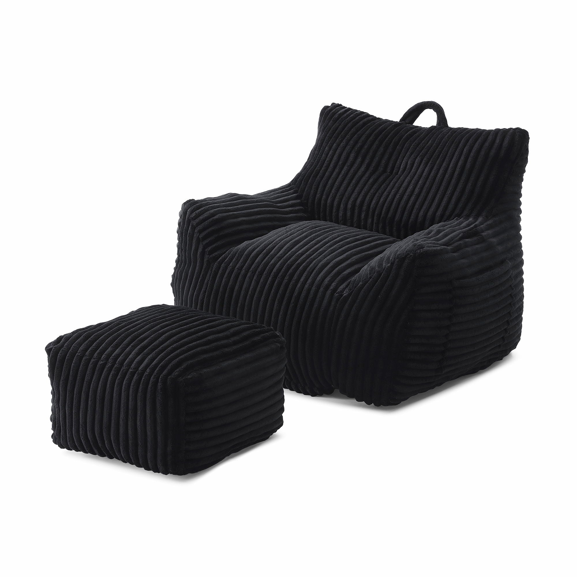 Giant Bean Bag Chair With Armrests And Footstool