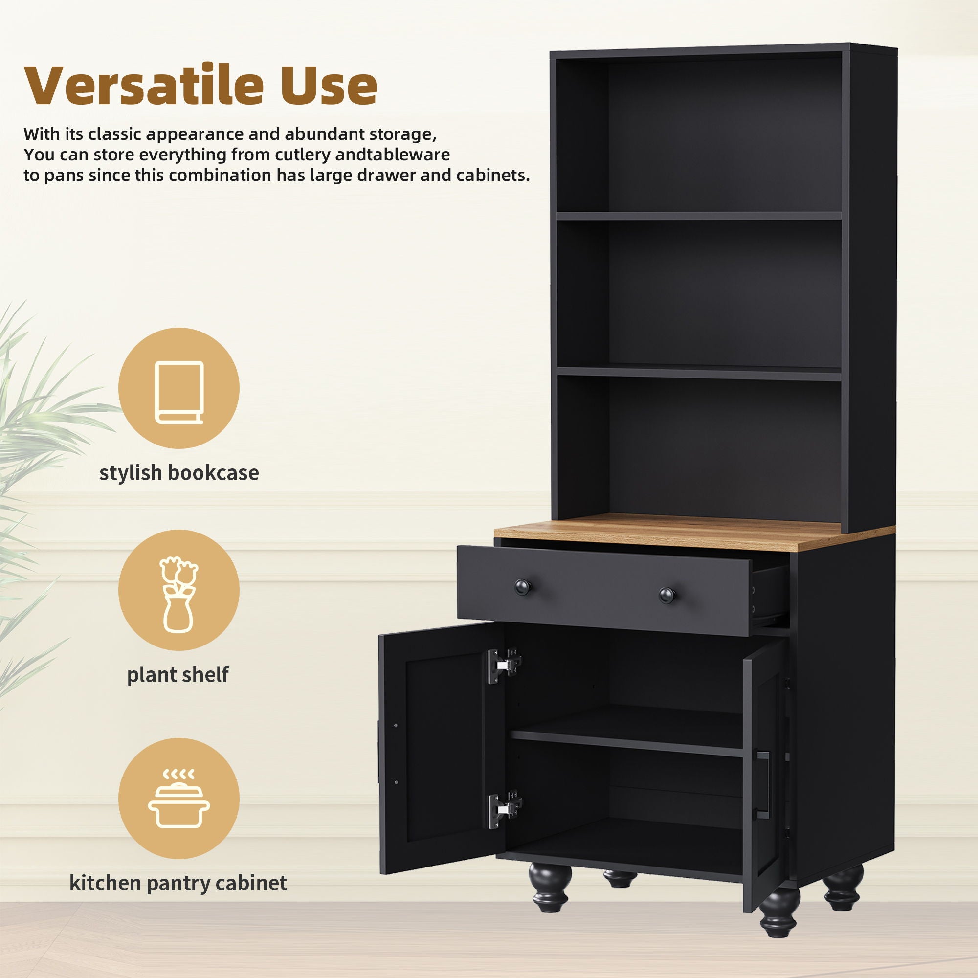 Farmhouse TV Stand With Solid Wood Gourd Shaped Legs For TVs Up To 70"