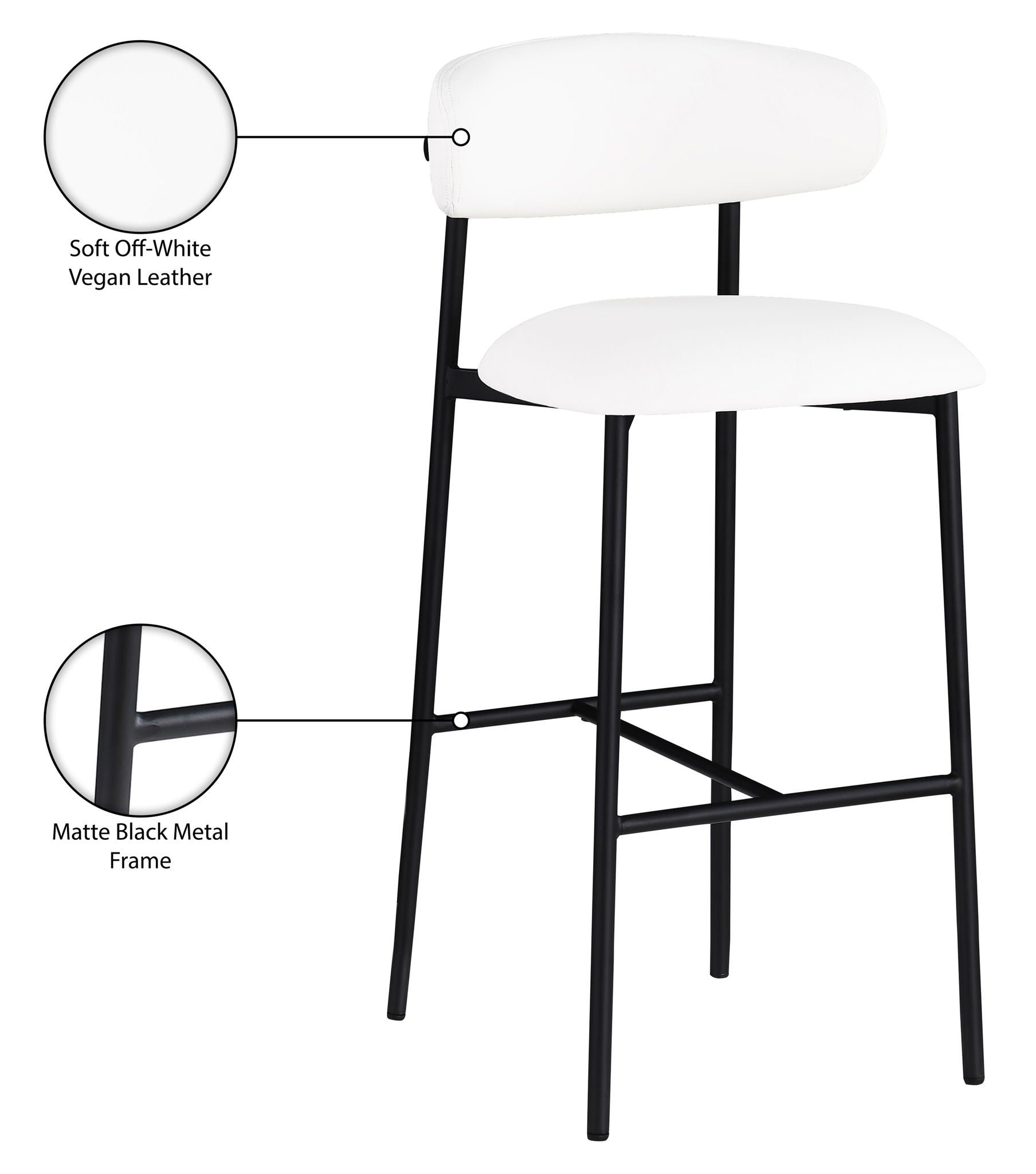 Lupita - Vegan Leather Upholstered Bar Stool With Matte Black Frame (Set of 2)
