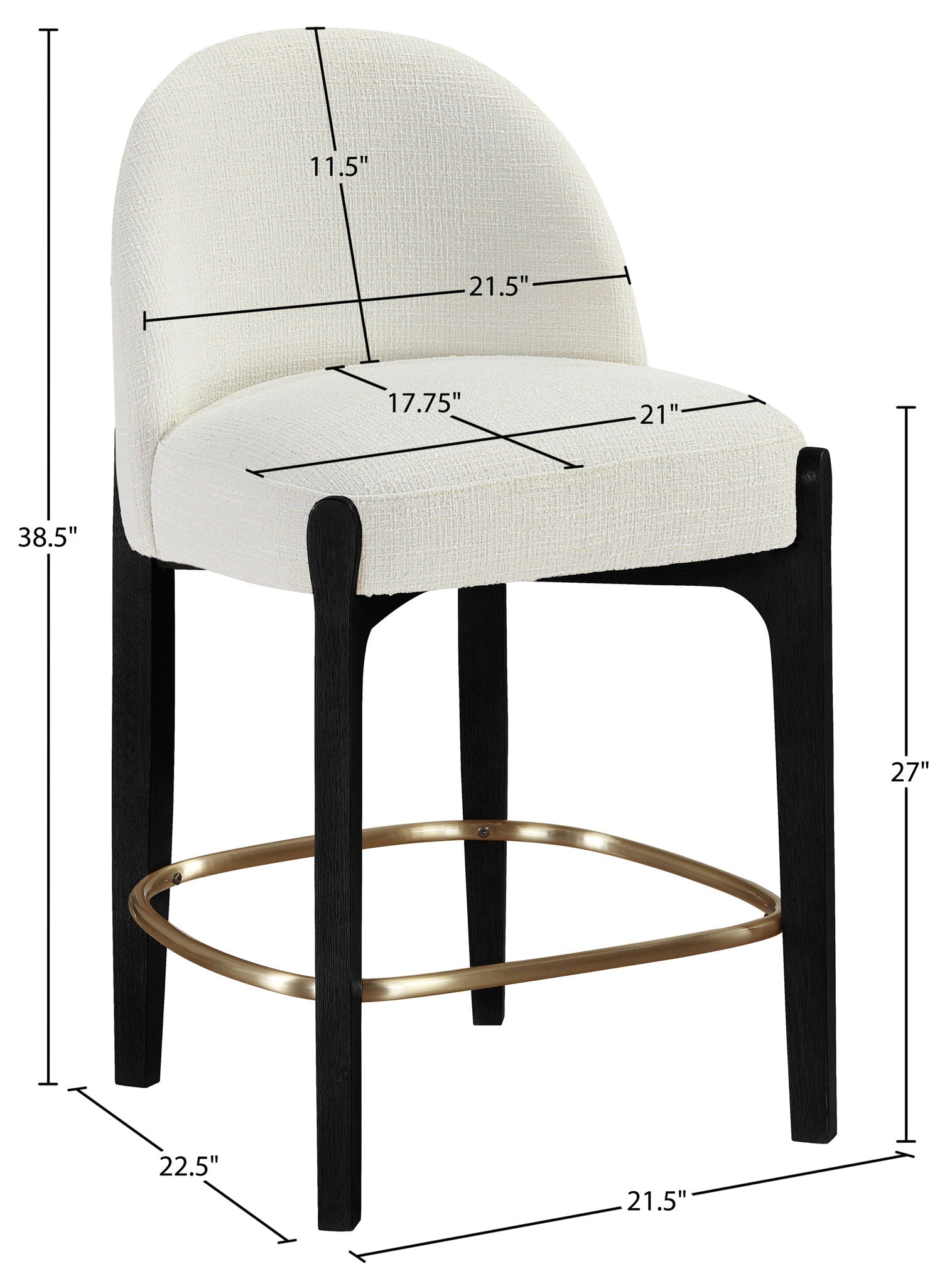 Torino - Counter Stool With Brushed Black Base