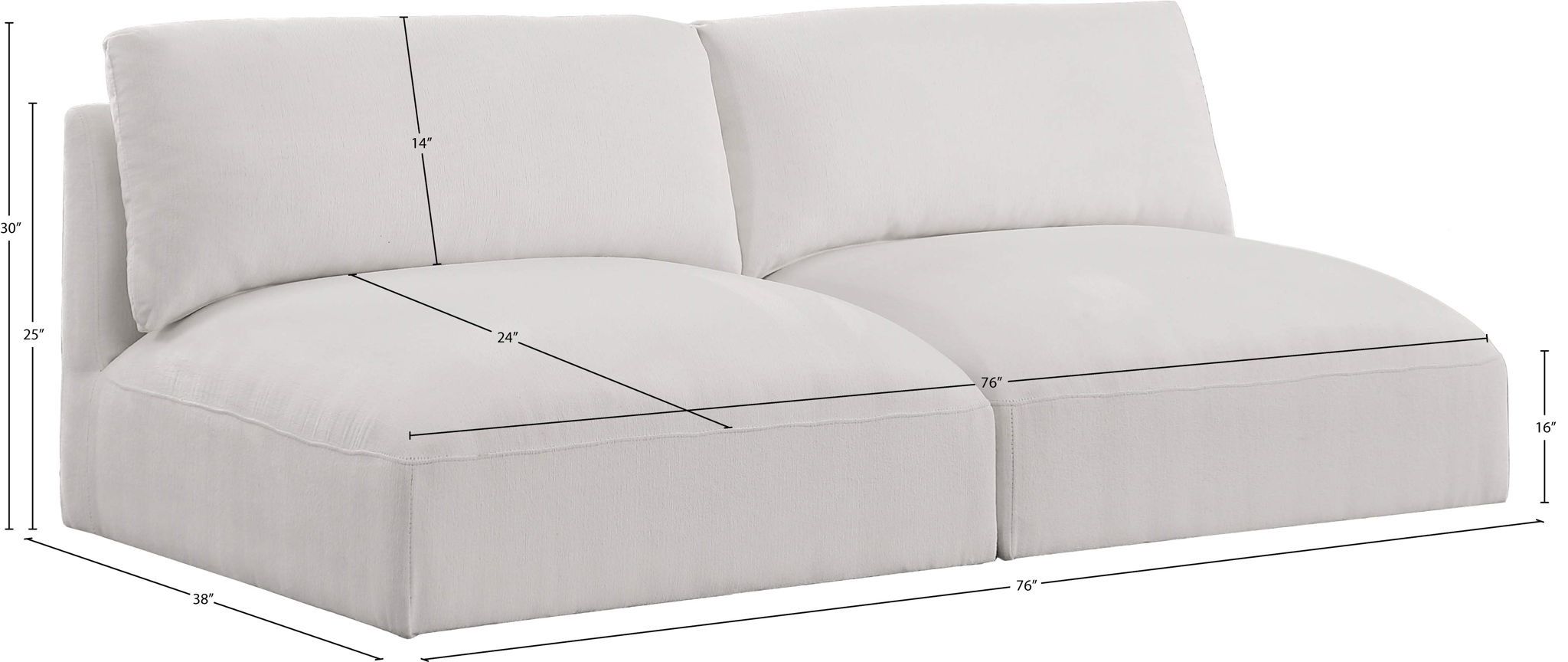 Ease - 2 Seat Modular Armless Sofa