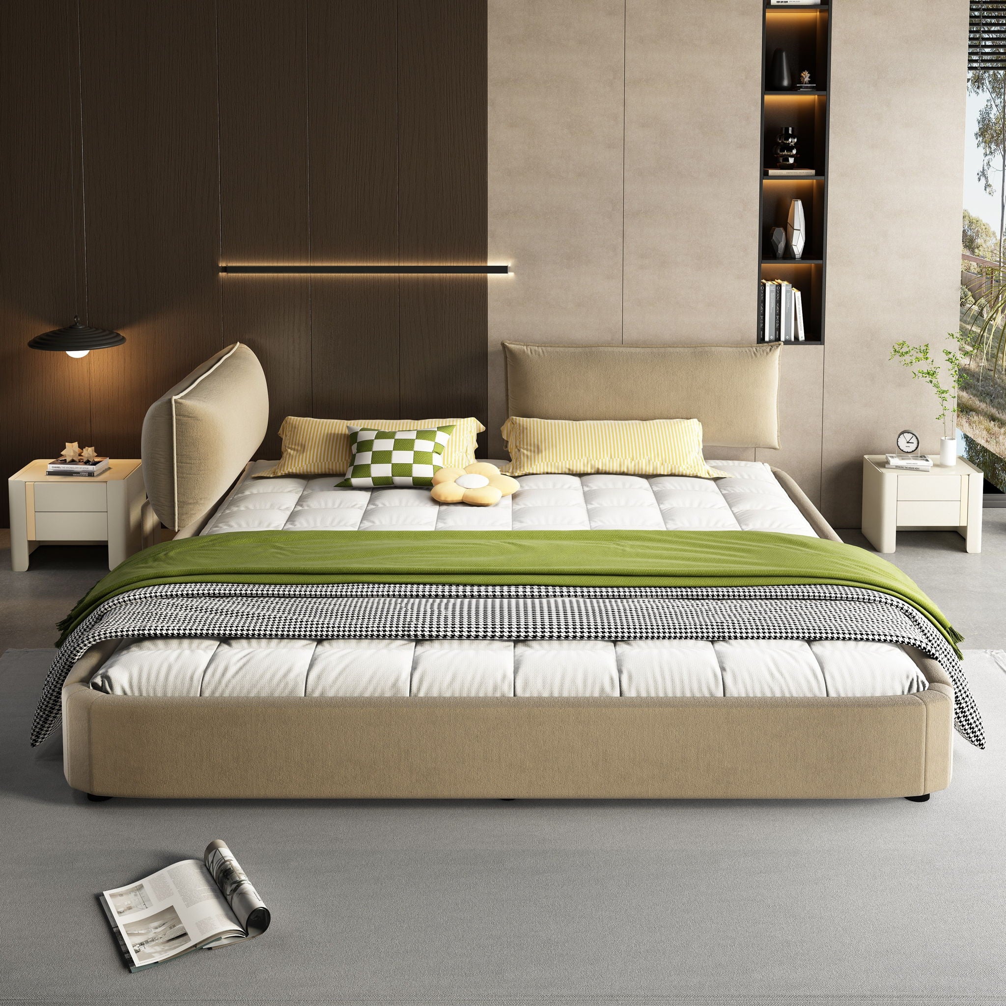 Cloud Bed Frame With Oversized Padded Movable Headboard