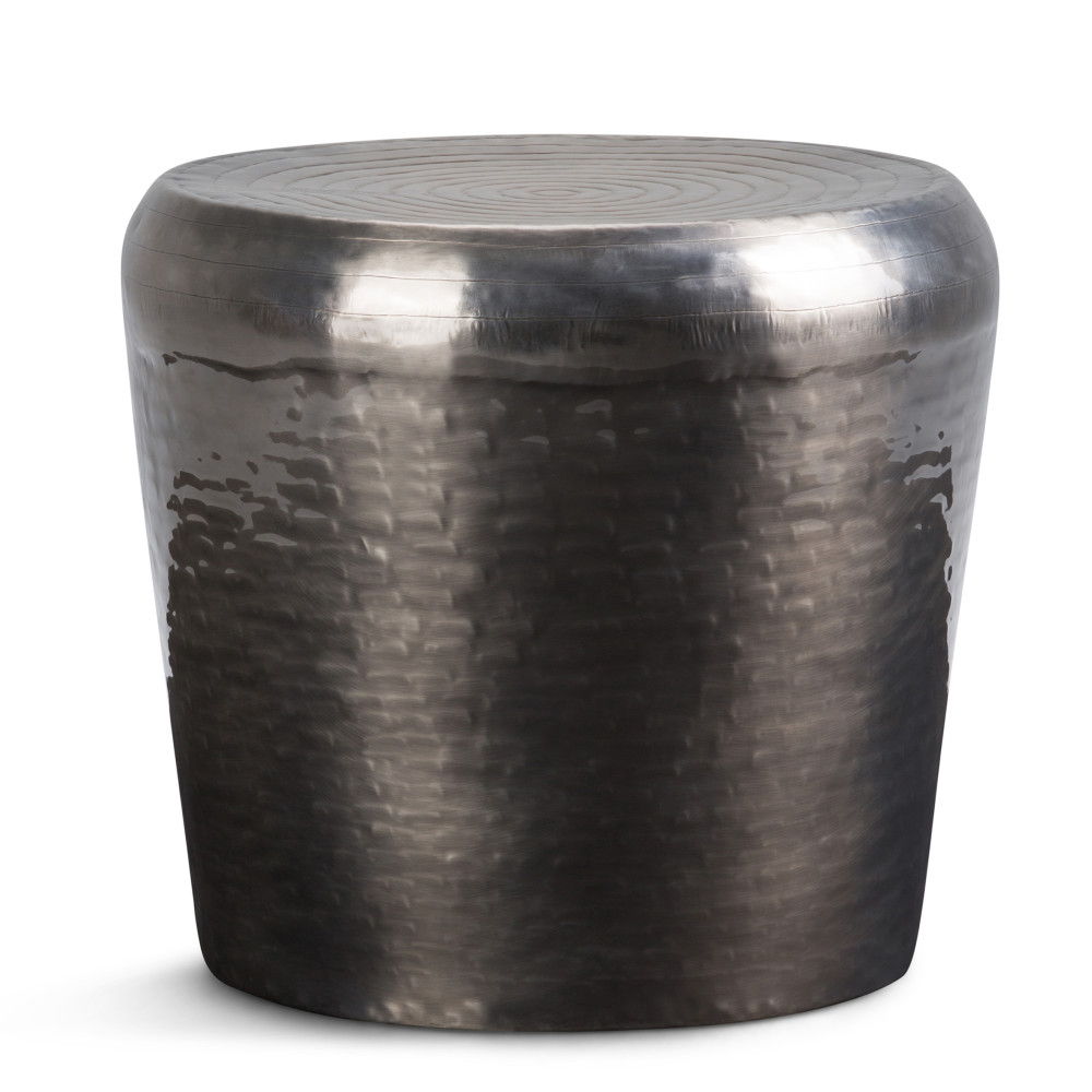 Troy - Metal Accent Table - Antique Silver