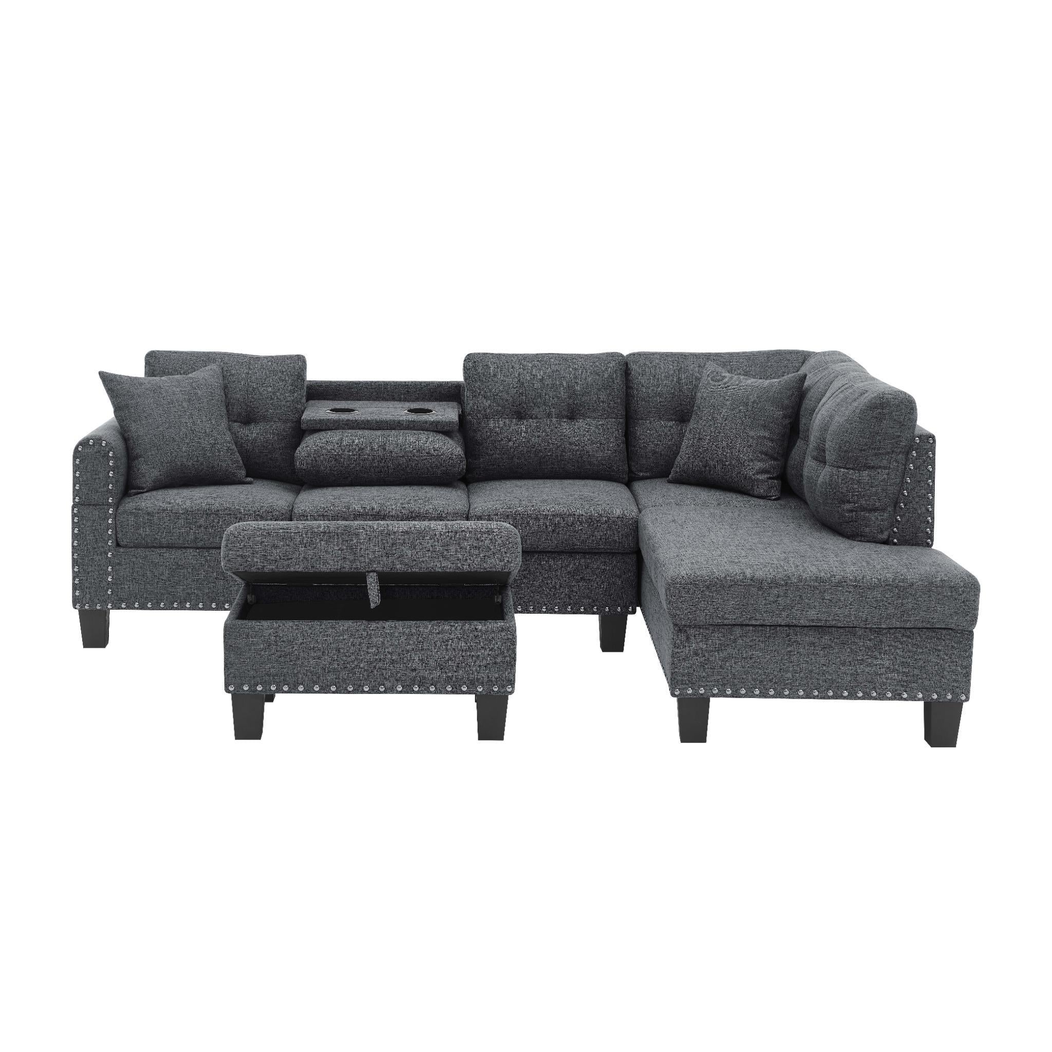 Camden - Power Sectional Sofa With Storage Ottoman And Built In Charging Ports - Gray