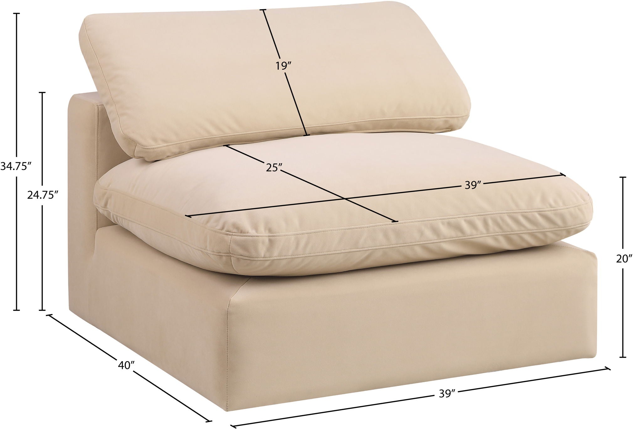 Comfy - Velvet Armless Chair