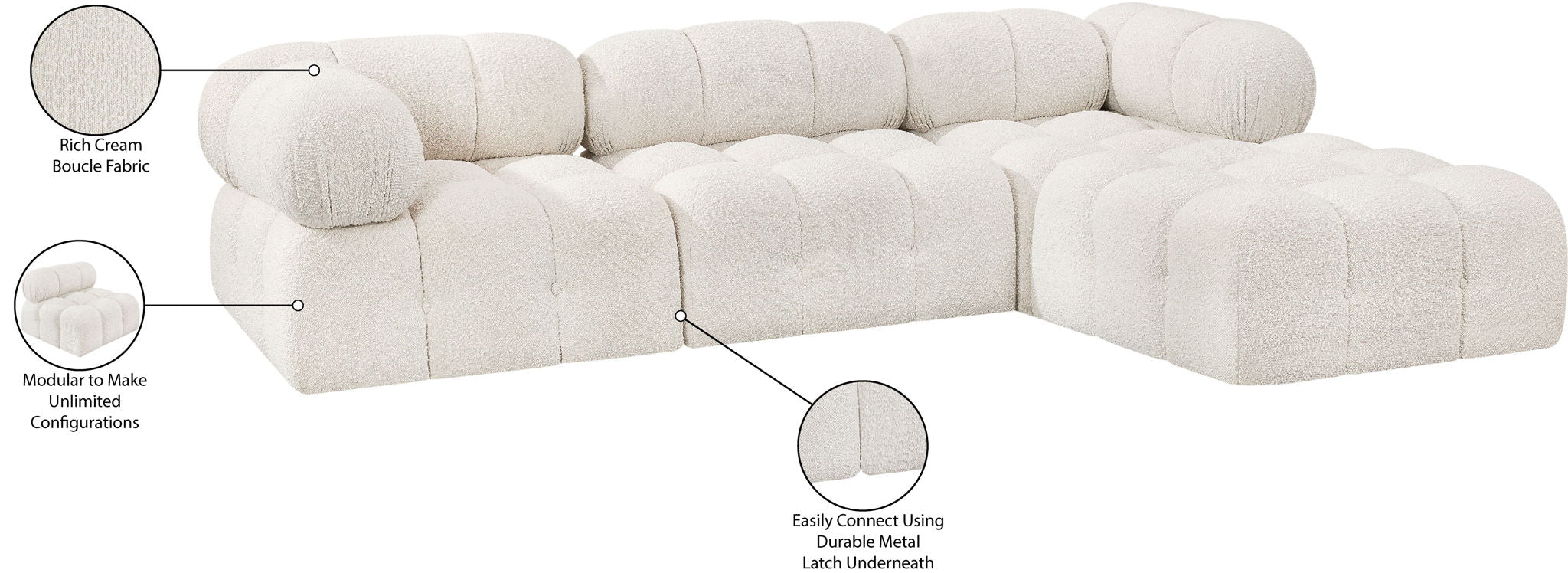 Ames - 4 Piece Fabric Modular Sectional