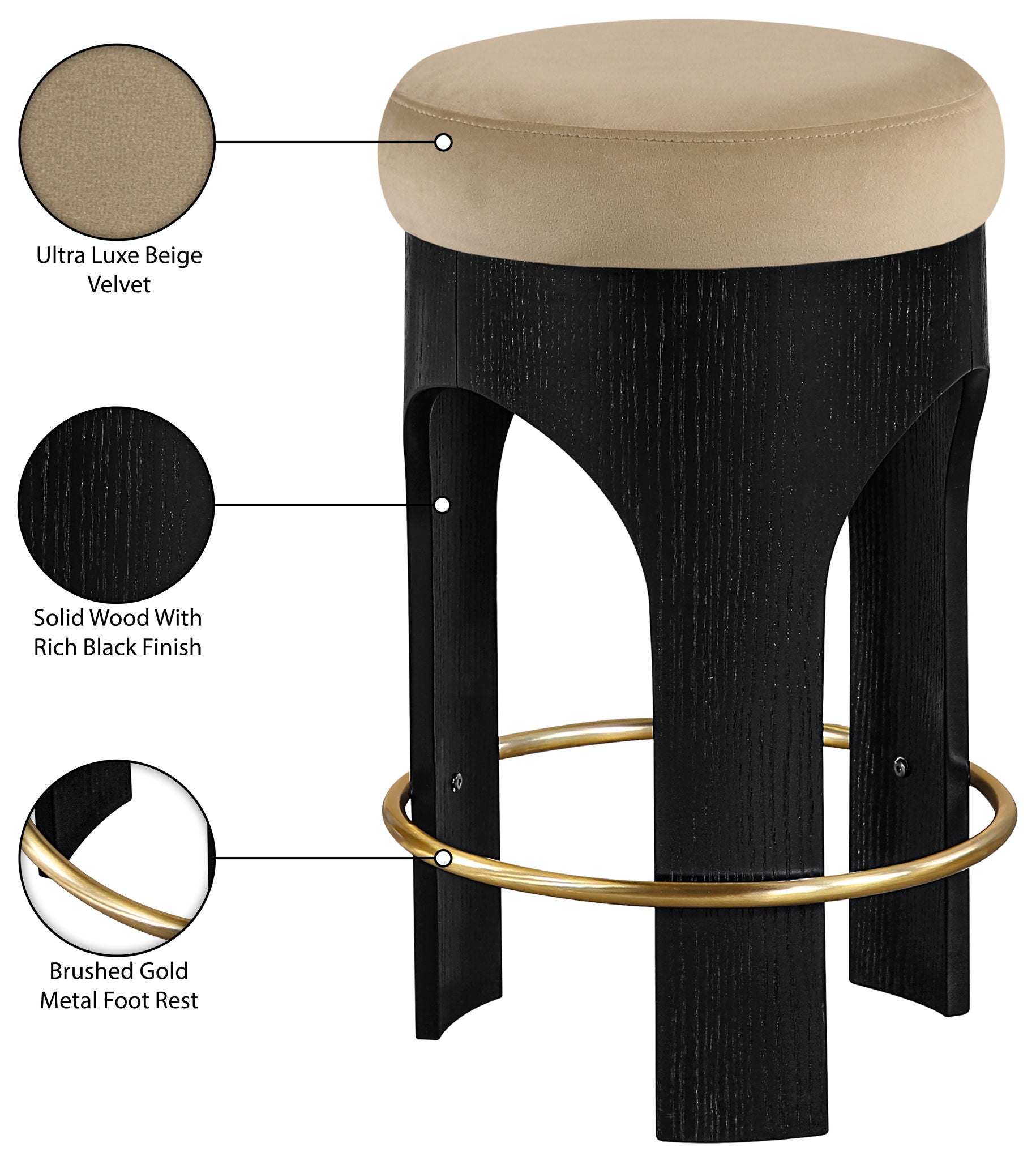 Bocceli - Counter Stool - Black Base