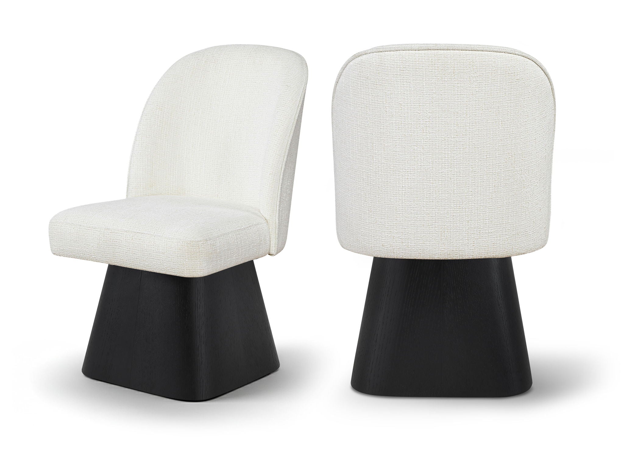 Marlowe - Linen Textured Fabric Upholstered Swivel Dining Side Chair - Stained Black