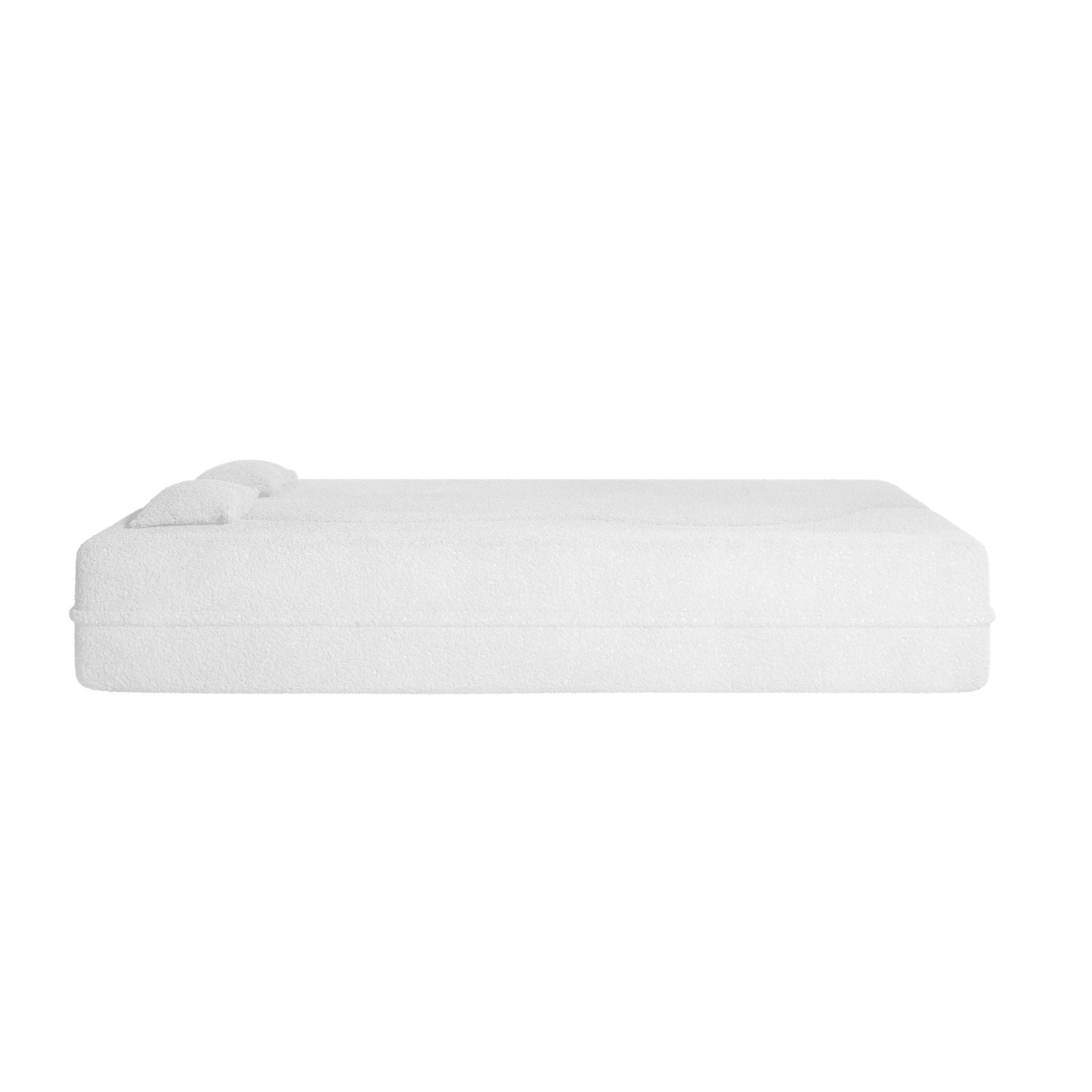 Modern Floor Sofa, With 2 Pillows, Convertible Teddy Fabric Foam Filled Bed