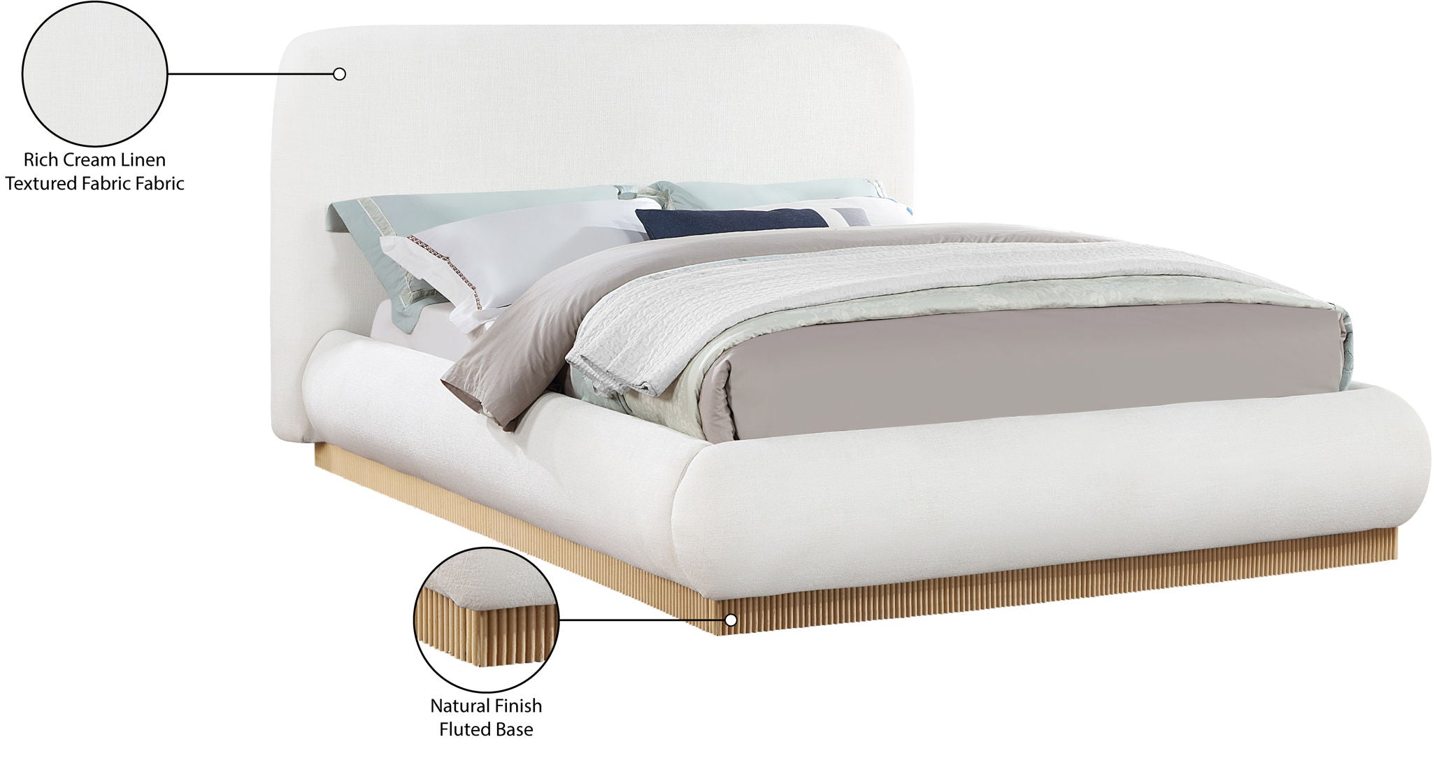 Rigby - Linen Bed With Natural Base