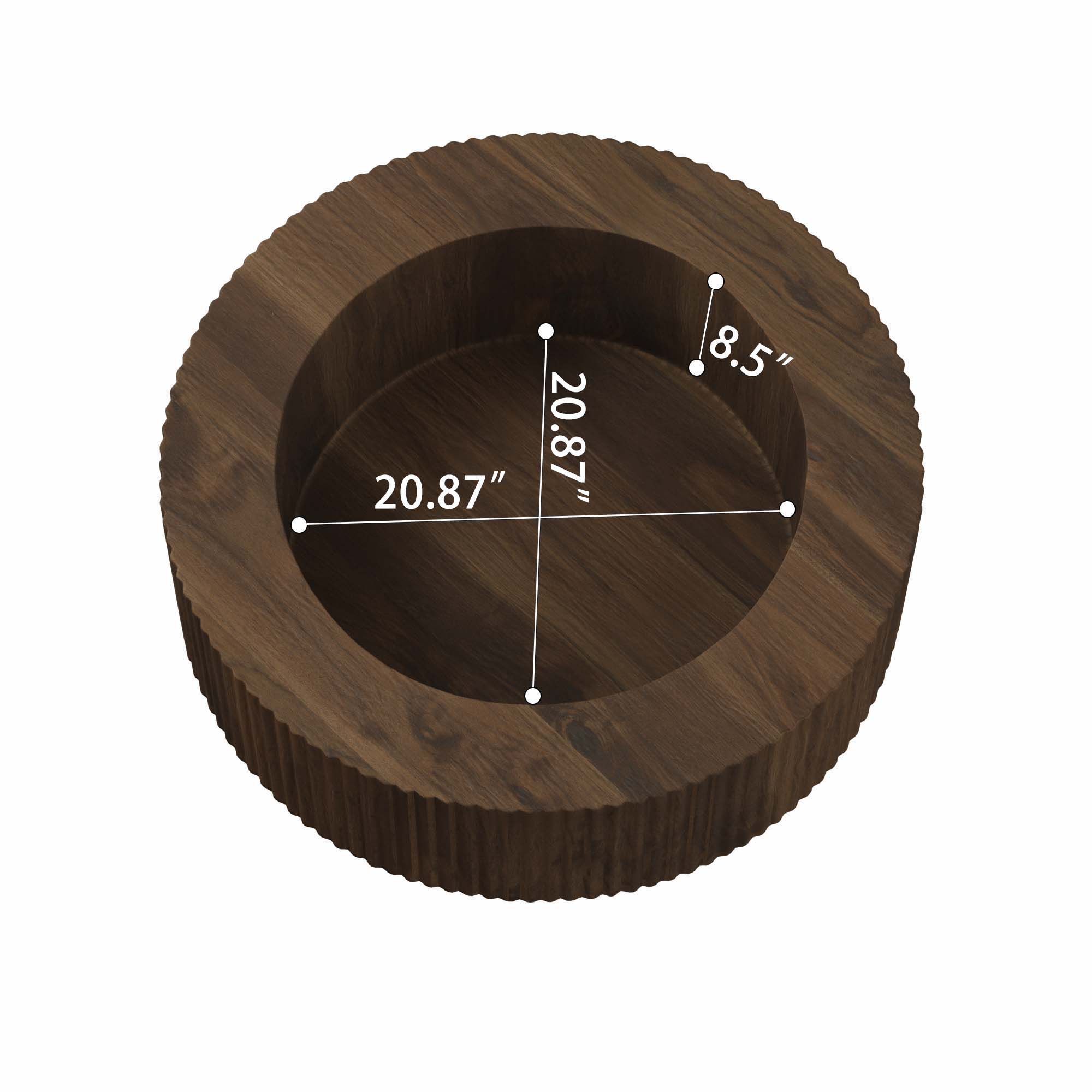 Modern Circular Coffee Table With Stripe Design And Storage Space