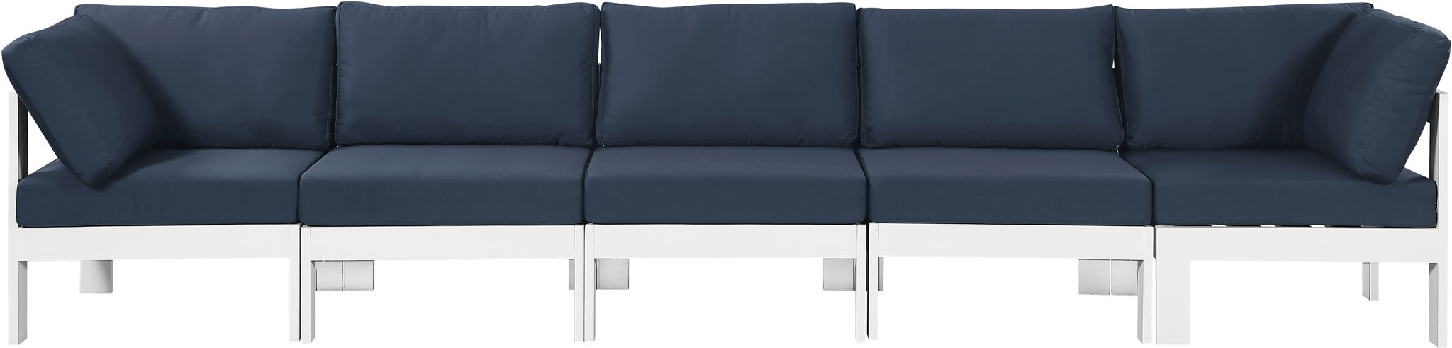 Nizuc - Outdoor Patio 5 Seat Modular Sofa With White Frame